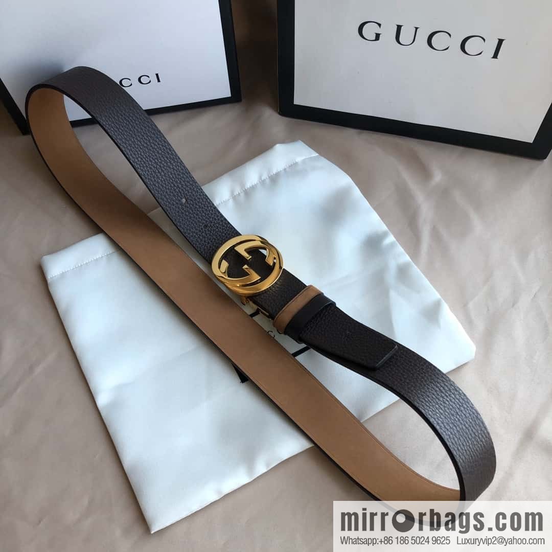 GUCCI imported suede color-changing leather with the first layer of swinging cowhide, double G rotating metal buckle, belt 35mm
