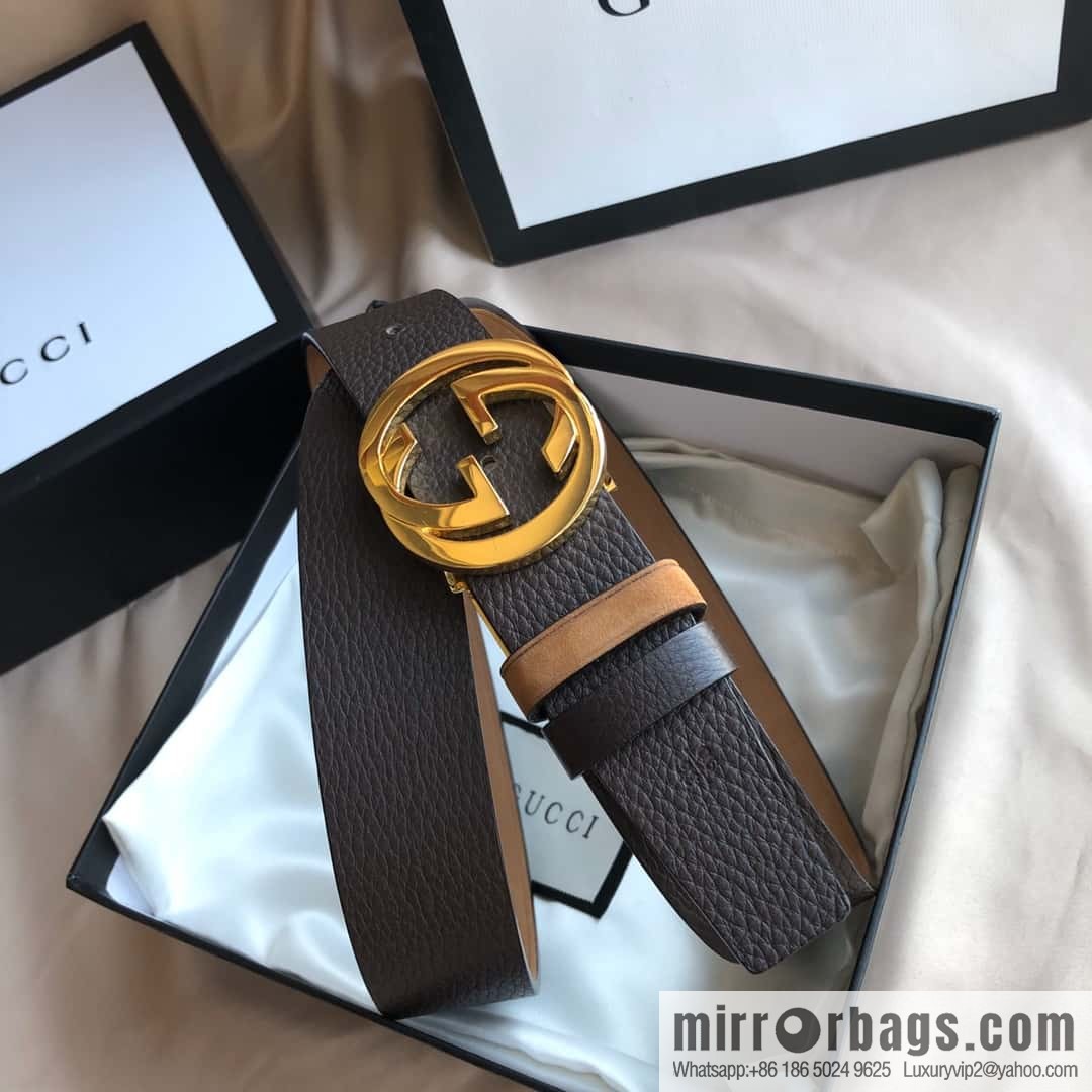GUCCI imported suede color-changing leather with the first layer of swinging cowhide, double G rotating metal buckle, belt 35mm
