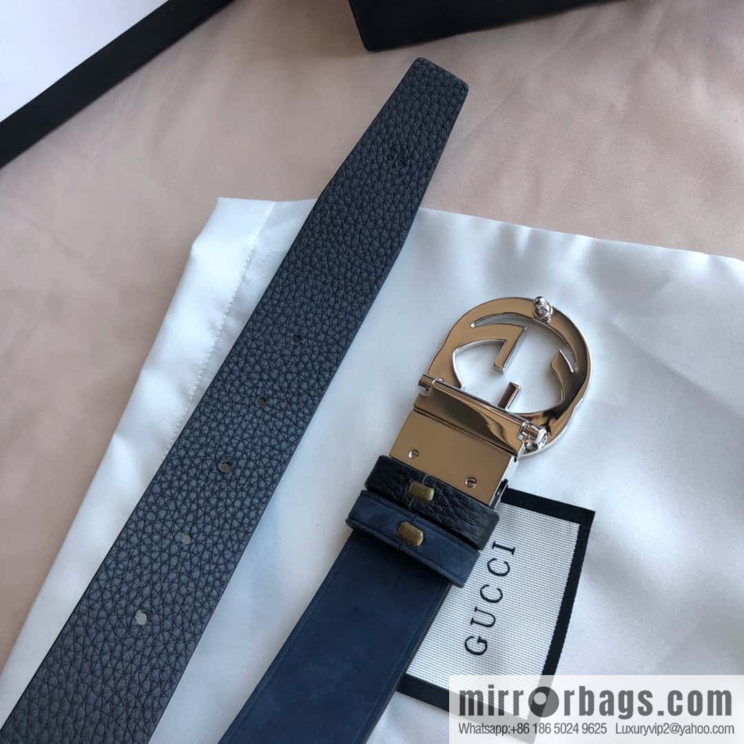 GUCCI imported suede color-changing leather with the first layer of swinging cowhide, double G rotating metal buckle, belt 35mm