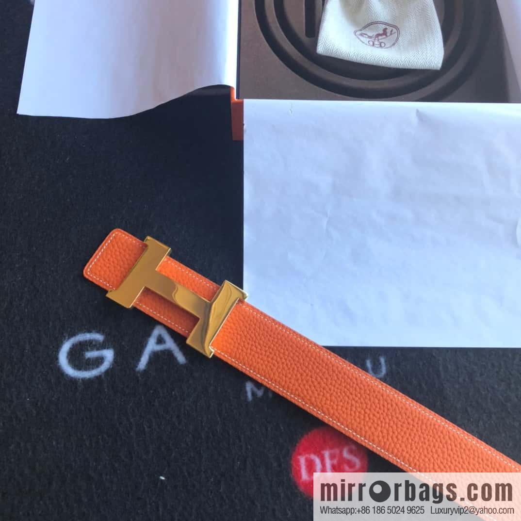 Hermes H four-corner solder joint bright palladium buckle, imported cowhide belt 38mm