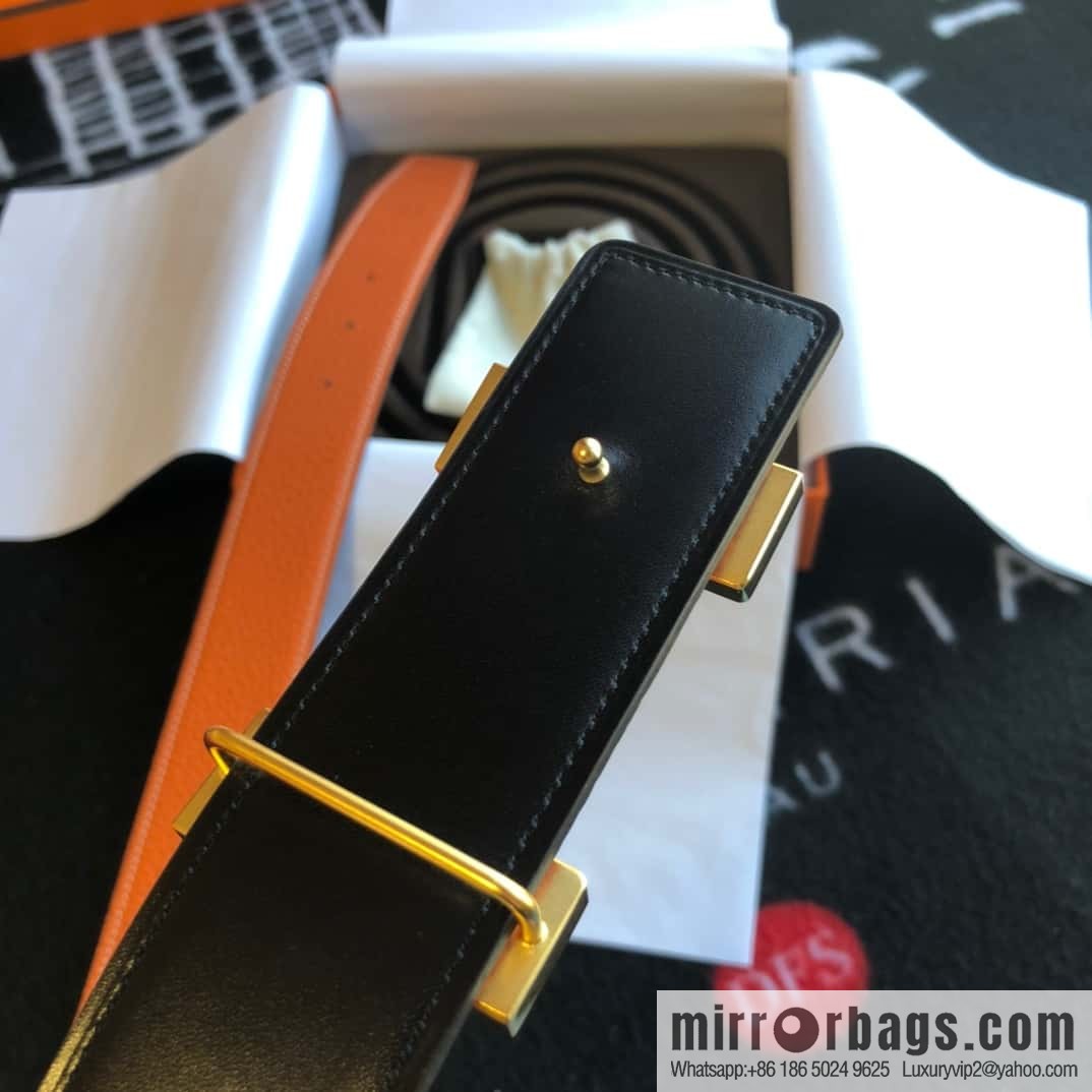 Hermes H four-corner solder joint bright palladium buckle, imported cowhide belt 38mm