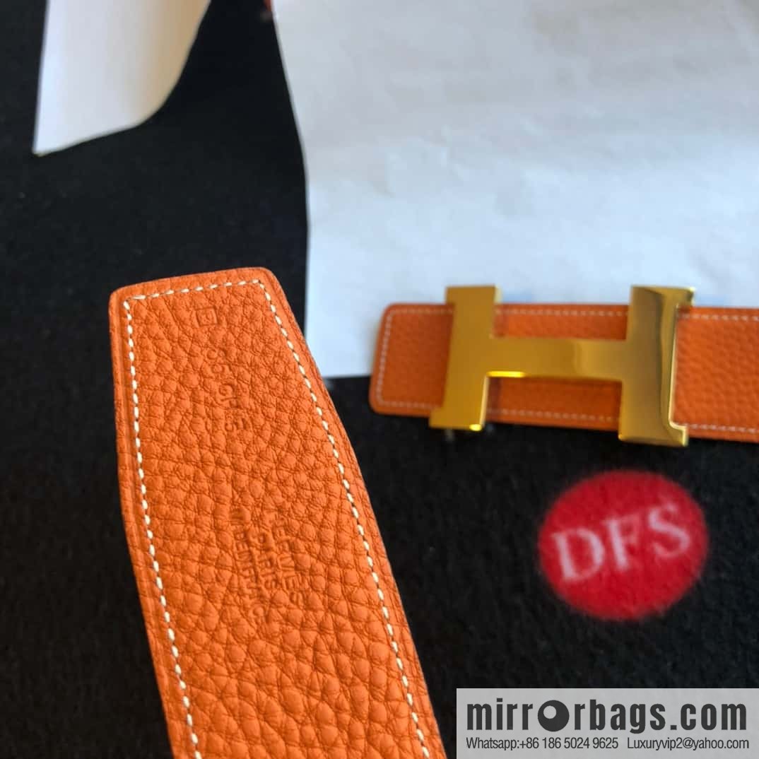 Hermes H four-corner solder joint bright palladium buckle, imported cowhide belt 38mm