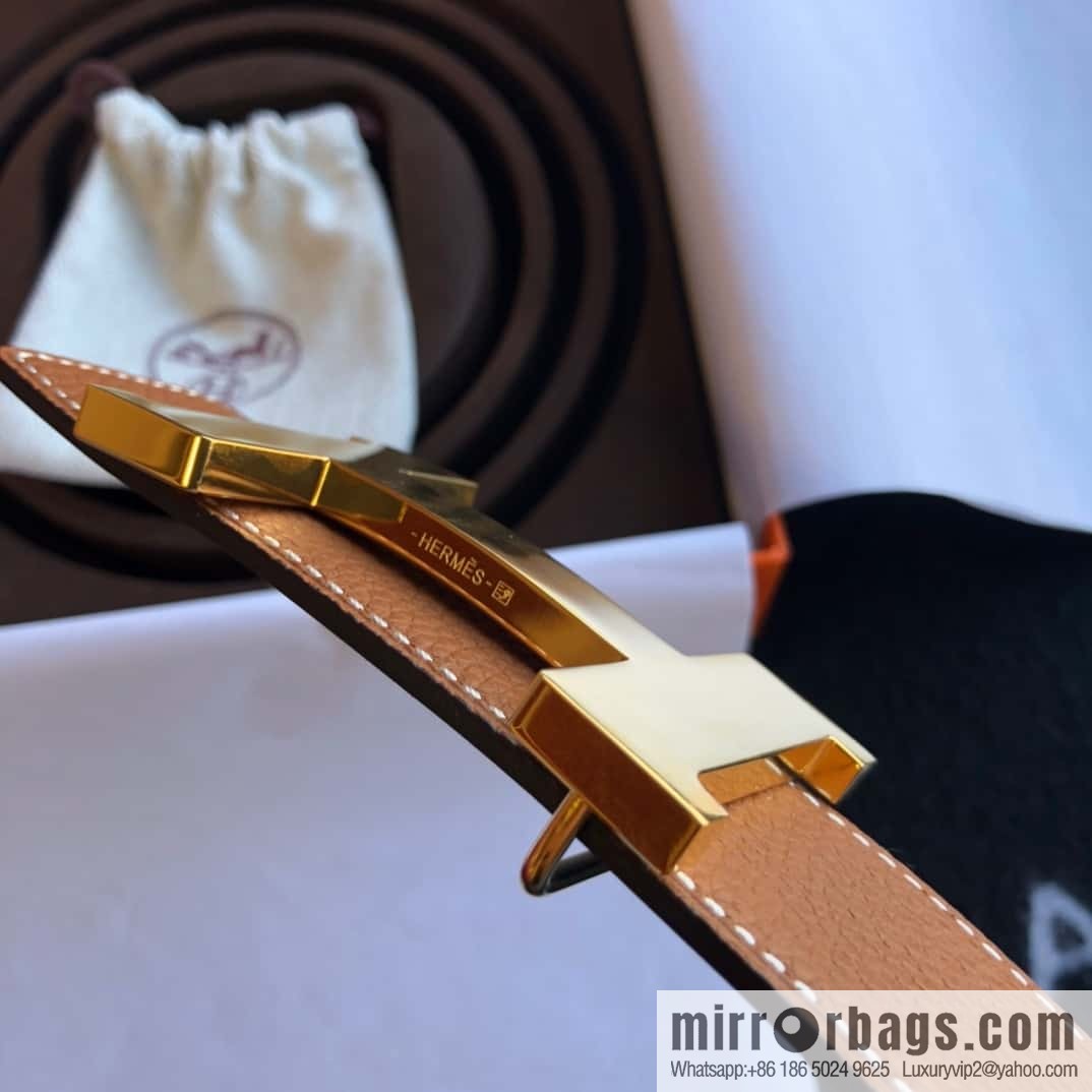 Hermes H four-corner solder joint bright palladium buckle, imported cowhide belt 38mm