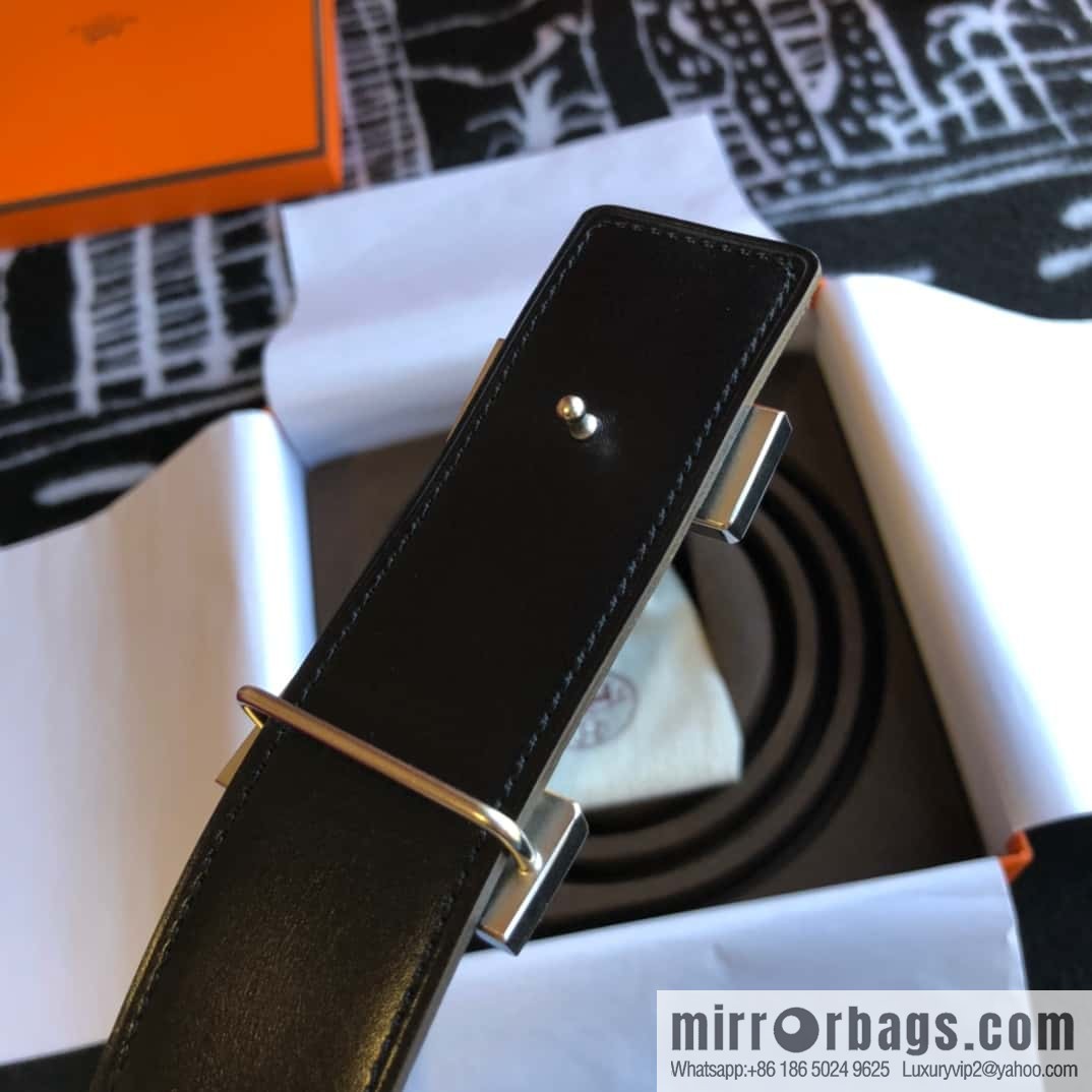 Hermes H four-corner solder joint bright palladium buckle, imported cowhide belt 38mm