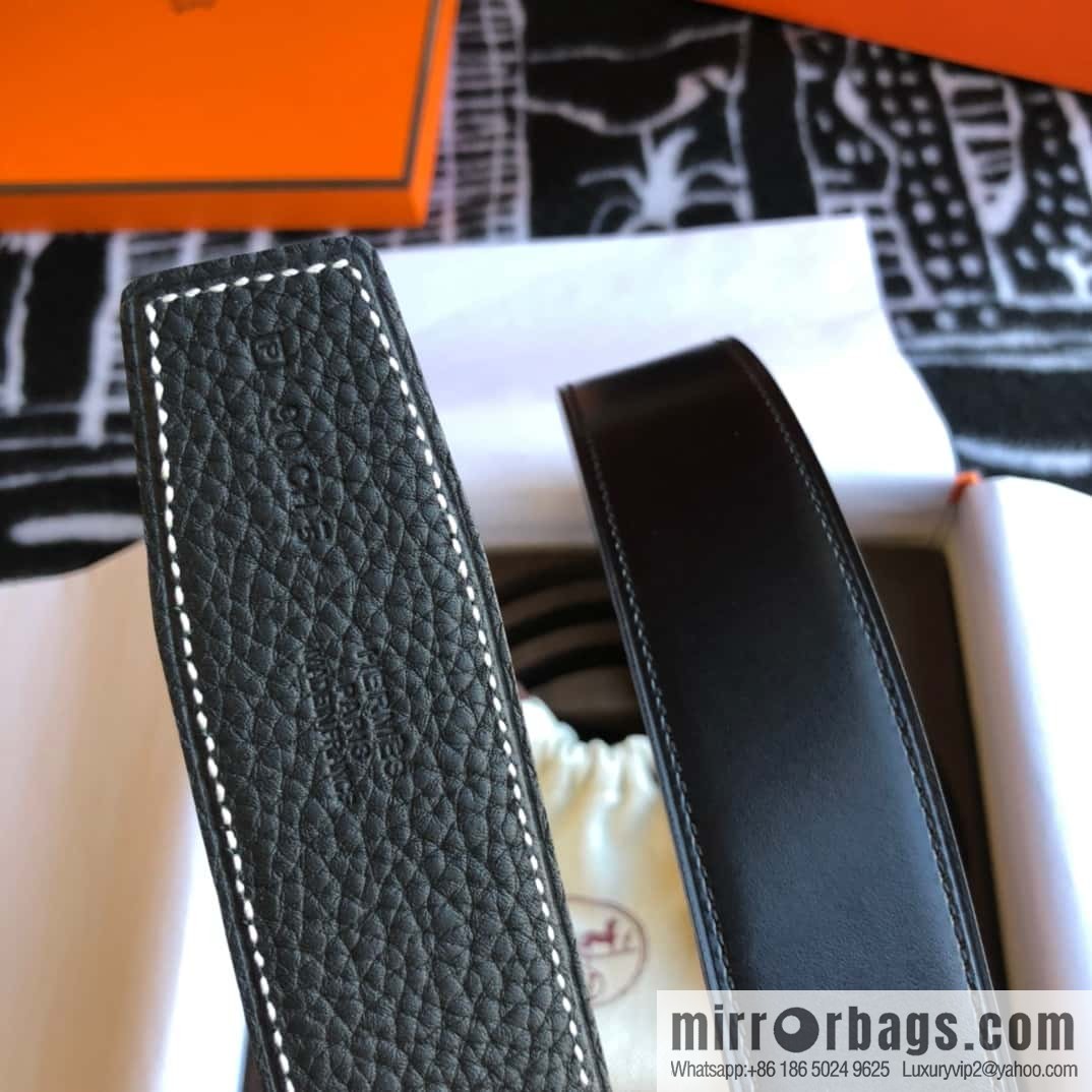 Hermes H four-corner solder joint bright palladium buckle, imported cowhide belt 38mm
