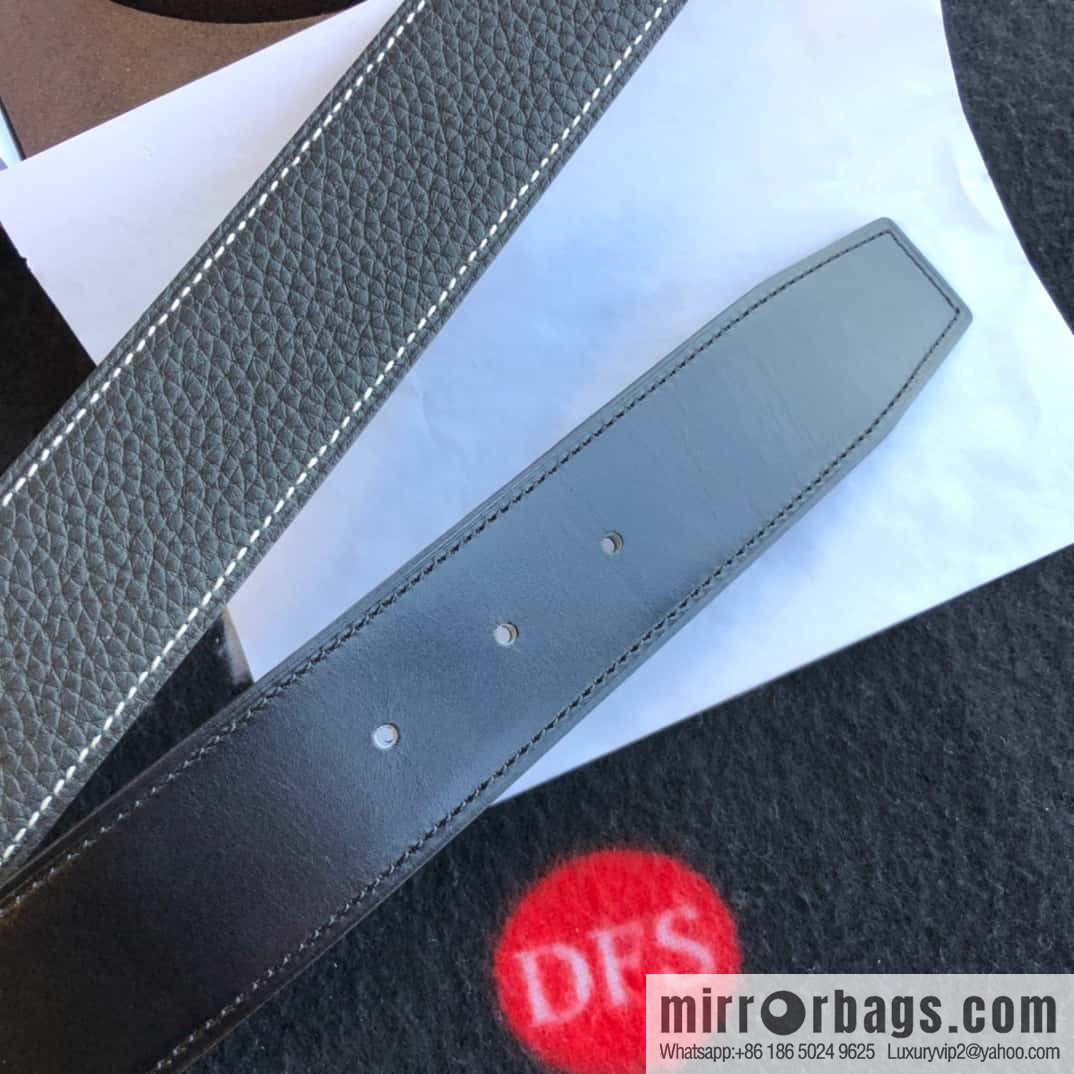 Hermes H four-corner solder joint bright palladium buckle, imported cowhide belt 38mm