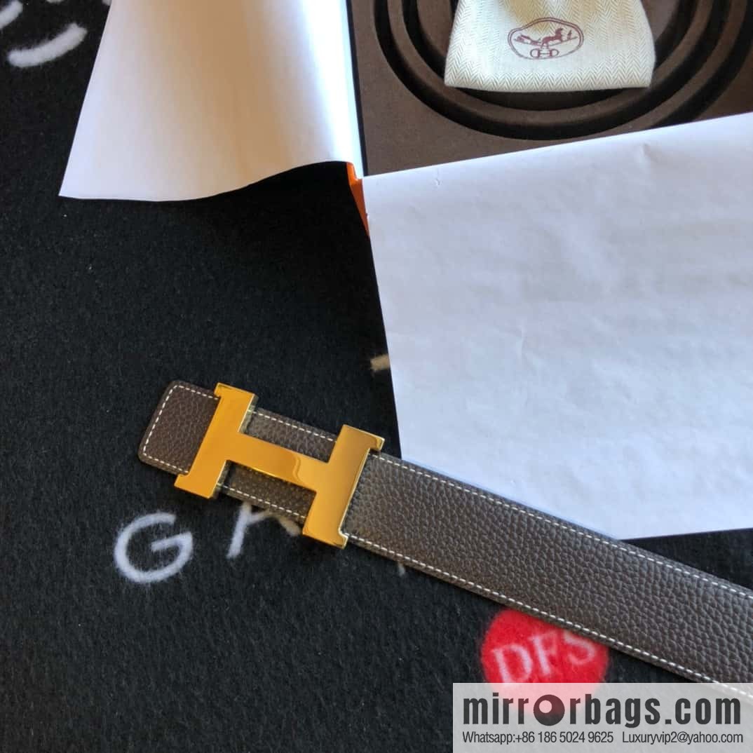Hermes H four-corner solder joint bright palladium buckle, imported cowhide belt 38mm