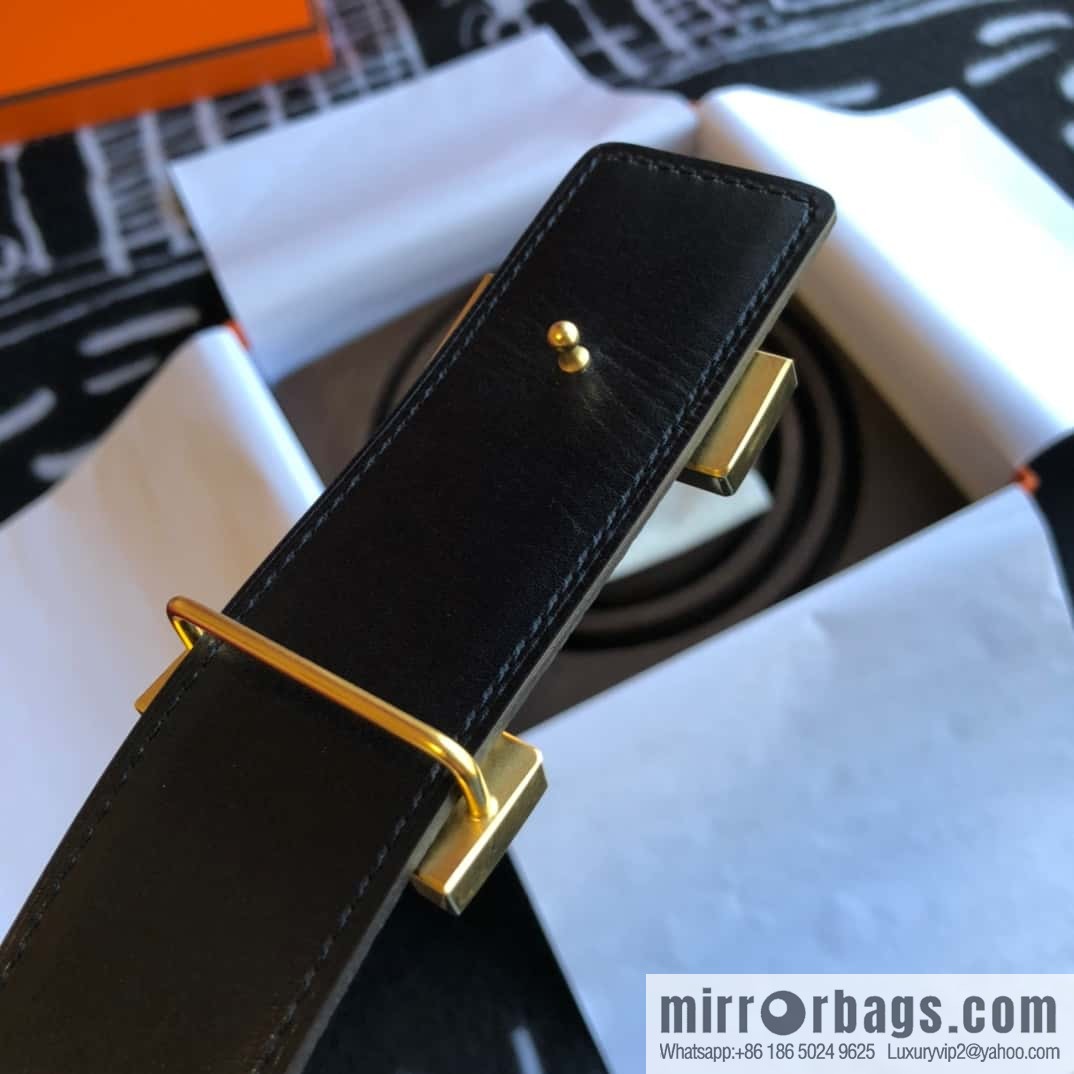 Hermes H four-corner solder joint bright palladium buckle, imported cowhide belt 38mm