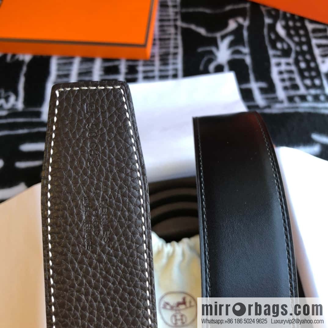 Hermes H four-corner solder joint bright palladium buckle, imported cowhide belt 38mm