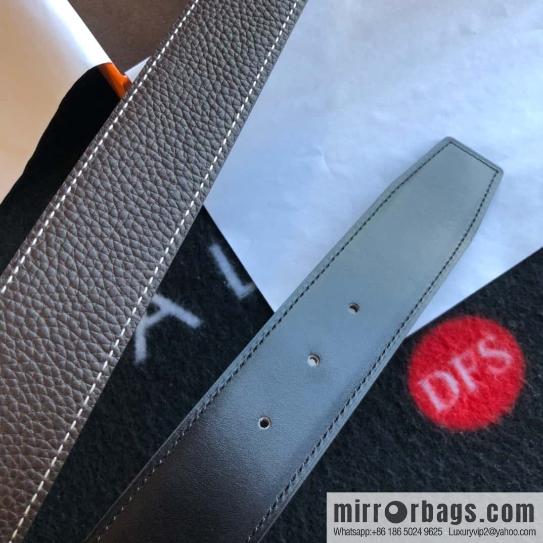 Hermes H four-corner solder joint bright palladium buckle, imported cowhide belt 38mm