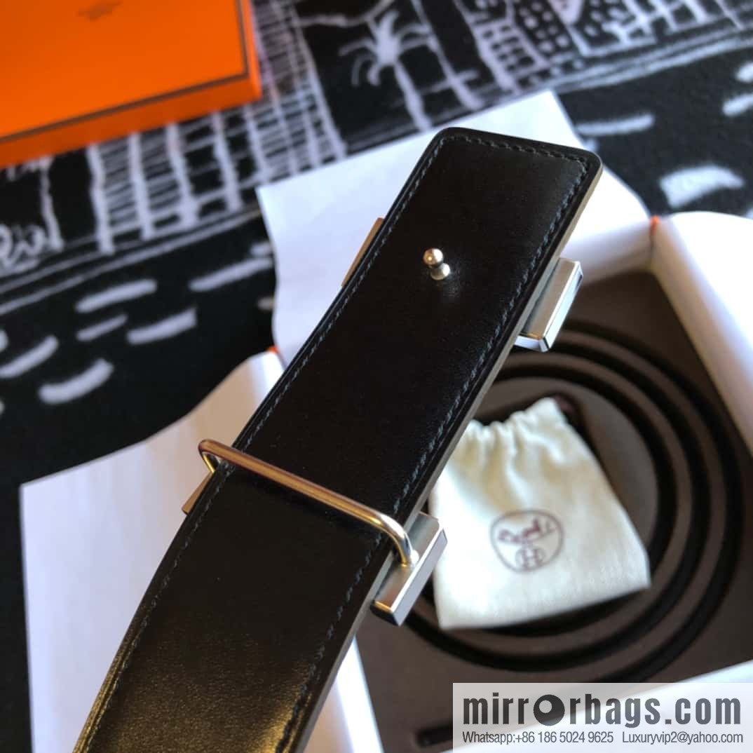 Hermes H four-corner solder joint bright palladium buckle, imported cowhide belt 38mm