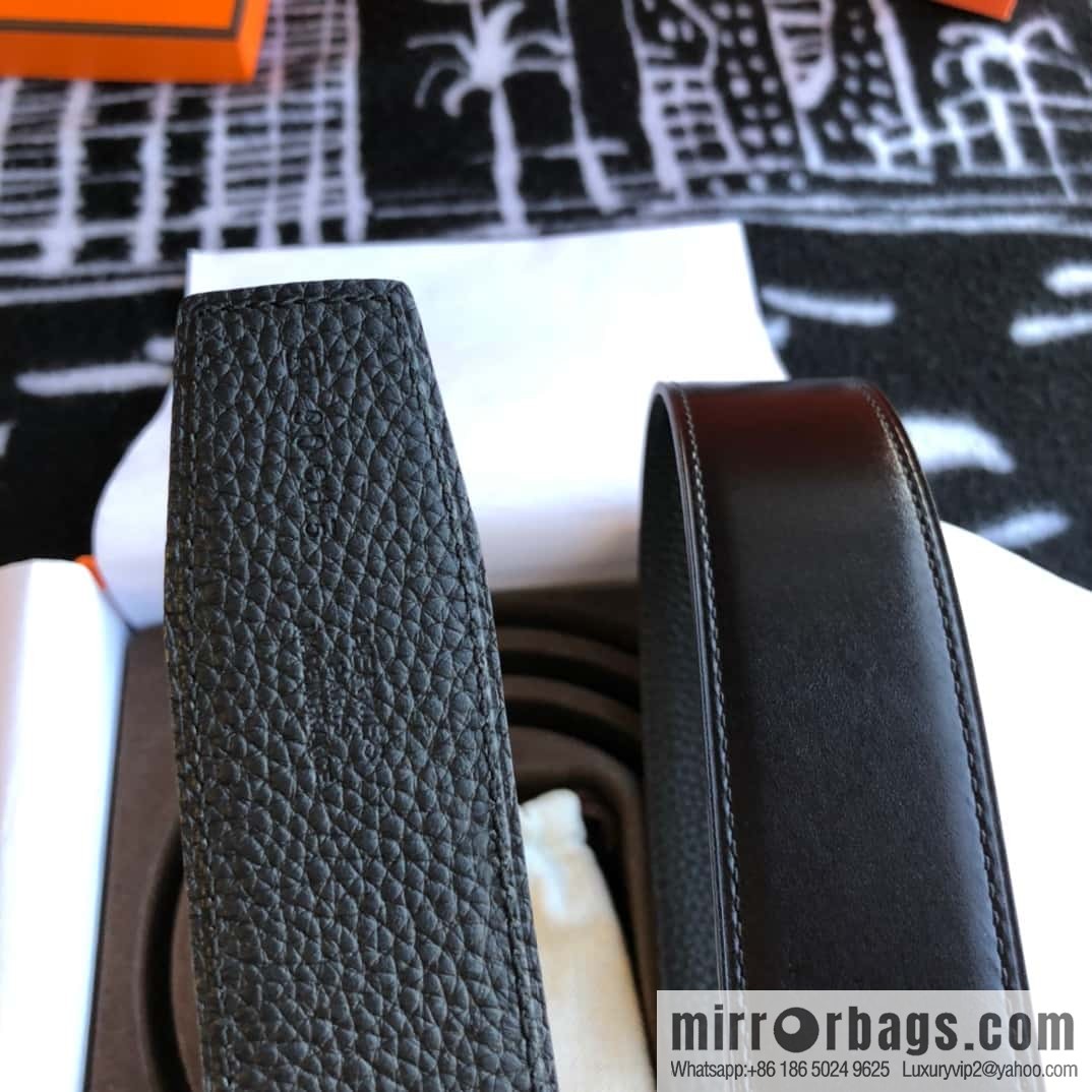 Hermes H four-corner solder joint bright palladium buckle, imported cowhide belt 38mm
