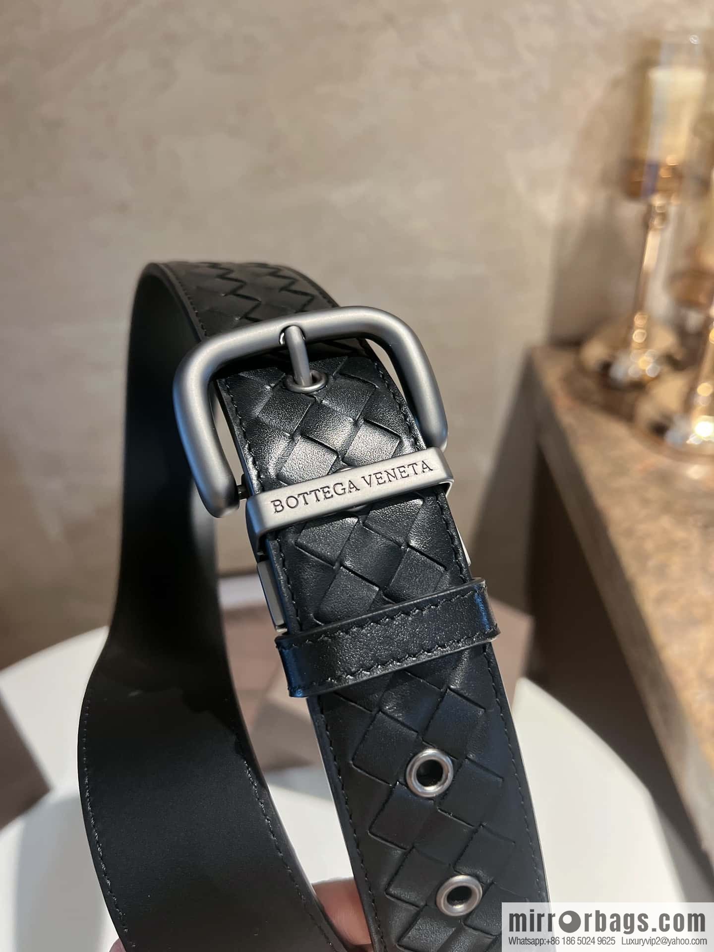 BottegaVeneta 2022 new cowhide woven men's 4.0cm belt