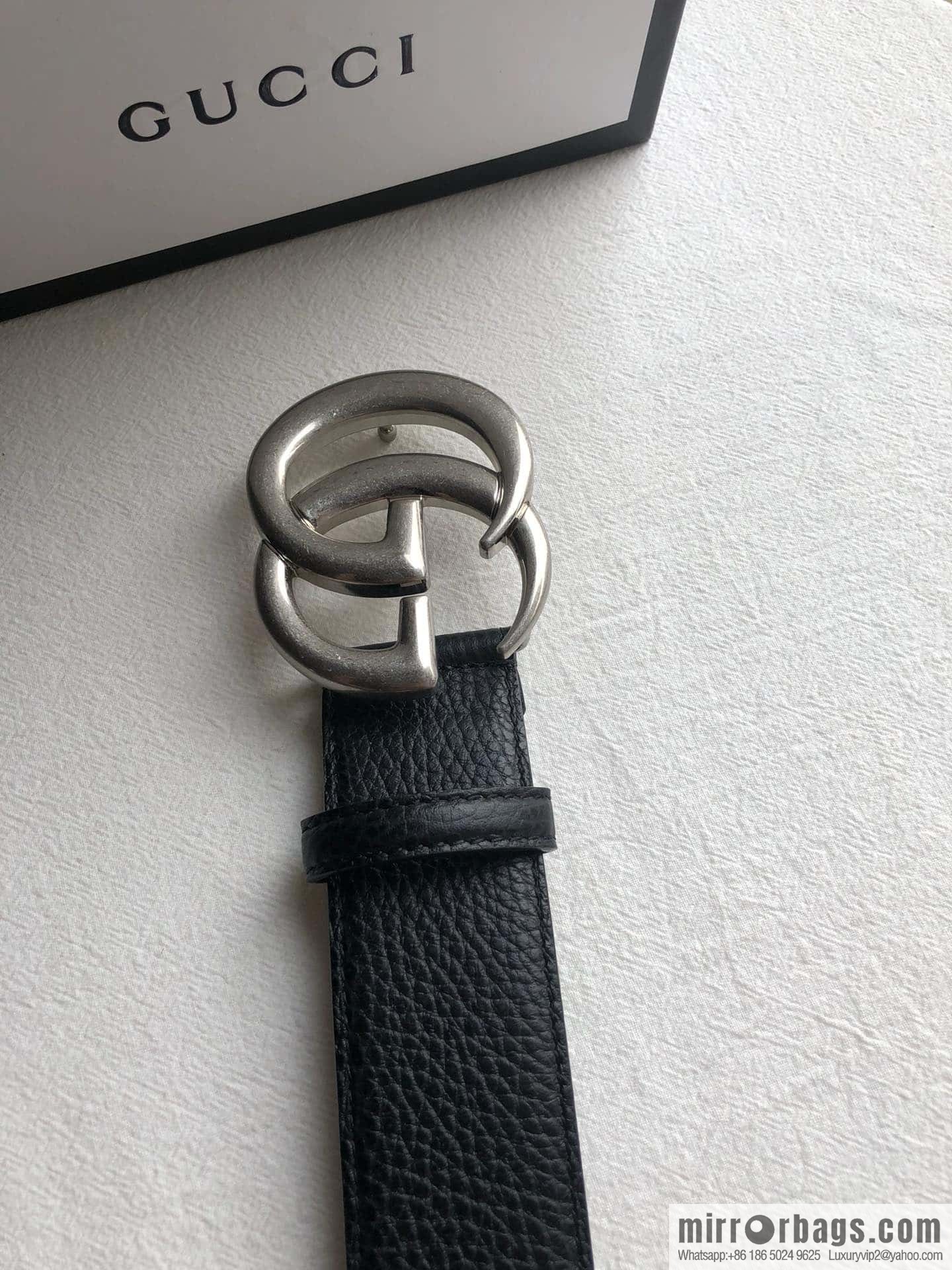 GUCCI logo retro design belt original lychee texture 4.0cm belt