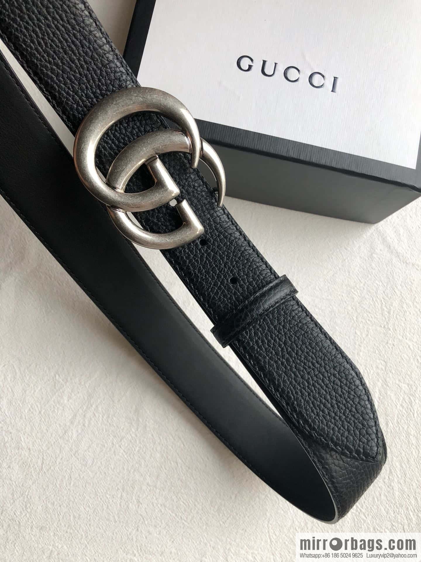 GUCCI logo retro design belt original lychee texture 4.0cm belt