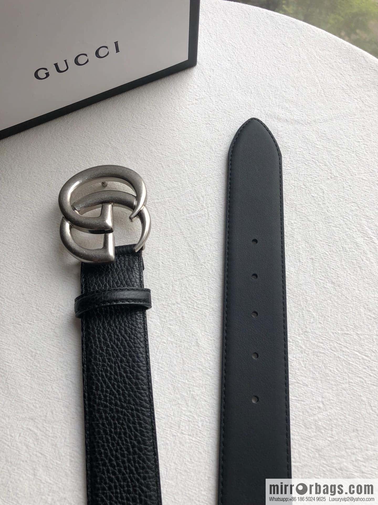 GUCCI logo retro design belt original lychee texture 4.0cm belt