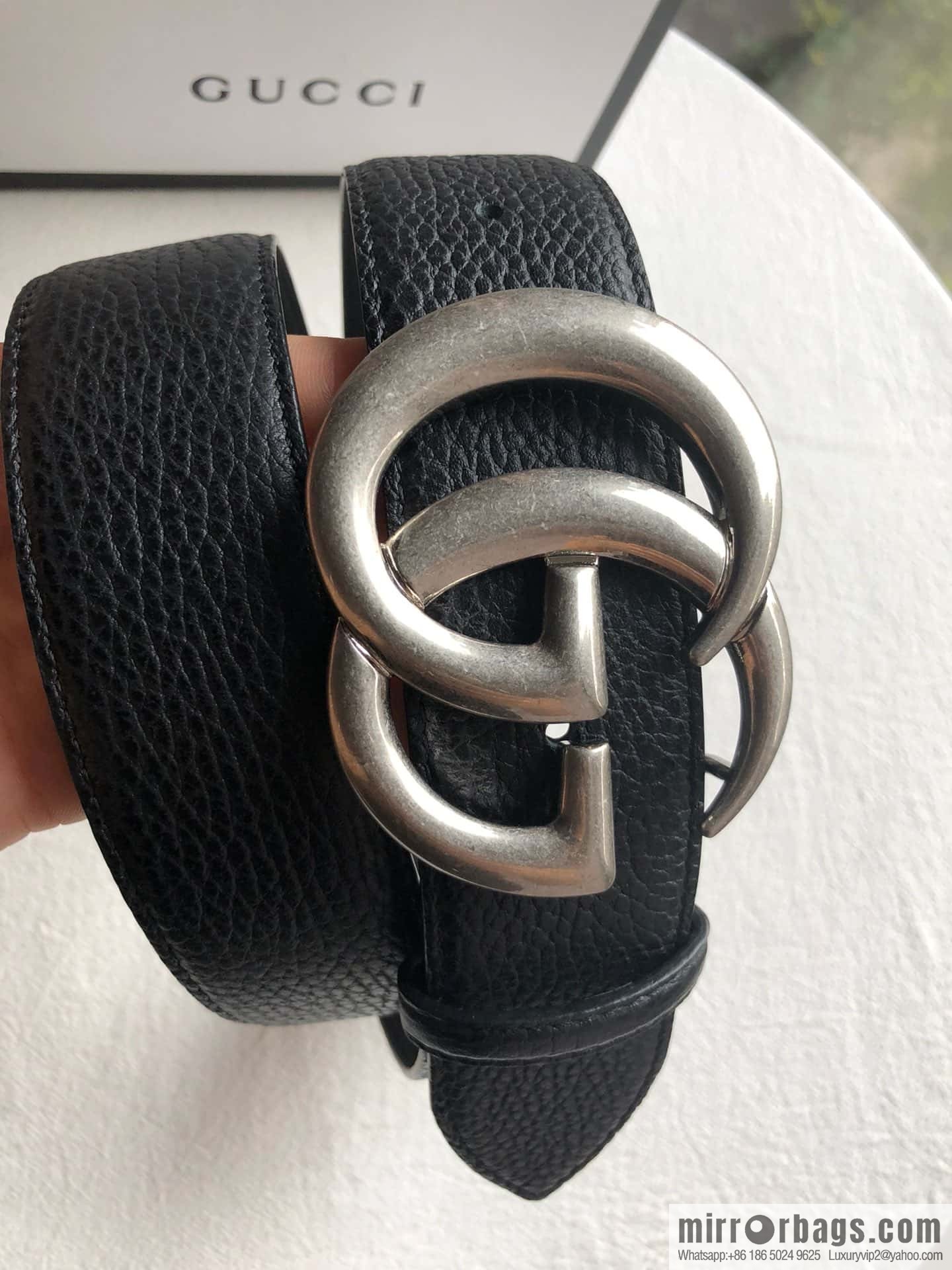 GUCCI logo retro design belt original lychee texture 4.0cm belt