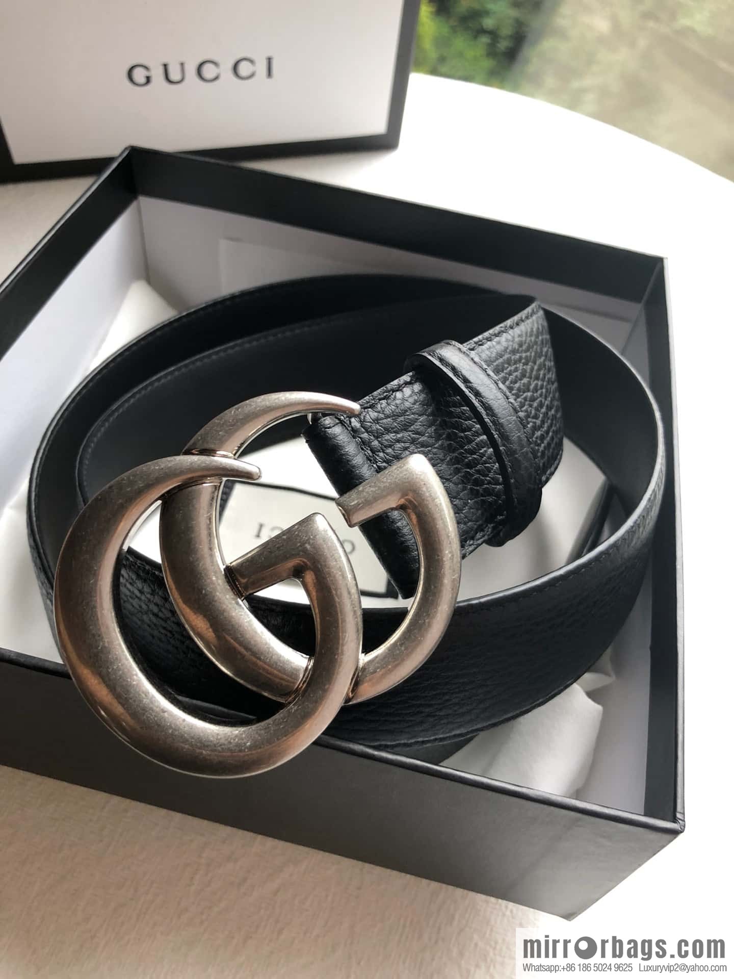 GUCCI logo retro design belt original lychee texture 4.0cm belt