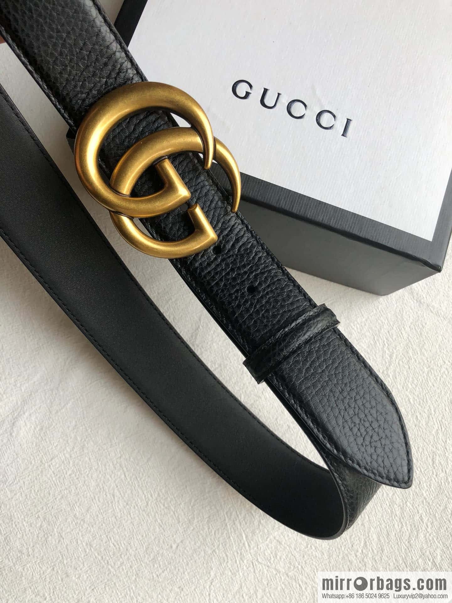 GUCCI logo retro design belt original lychee texture 4.0cm belt
