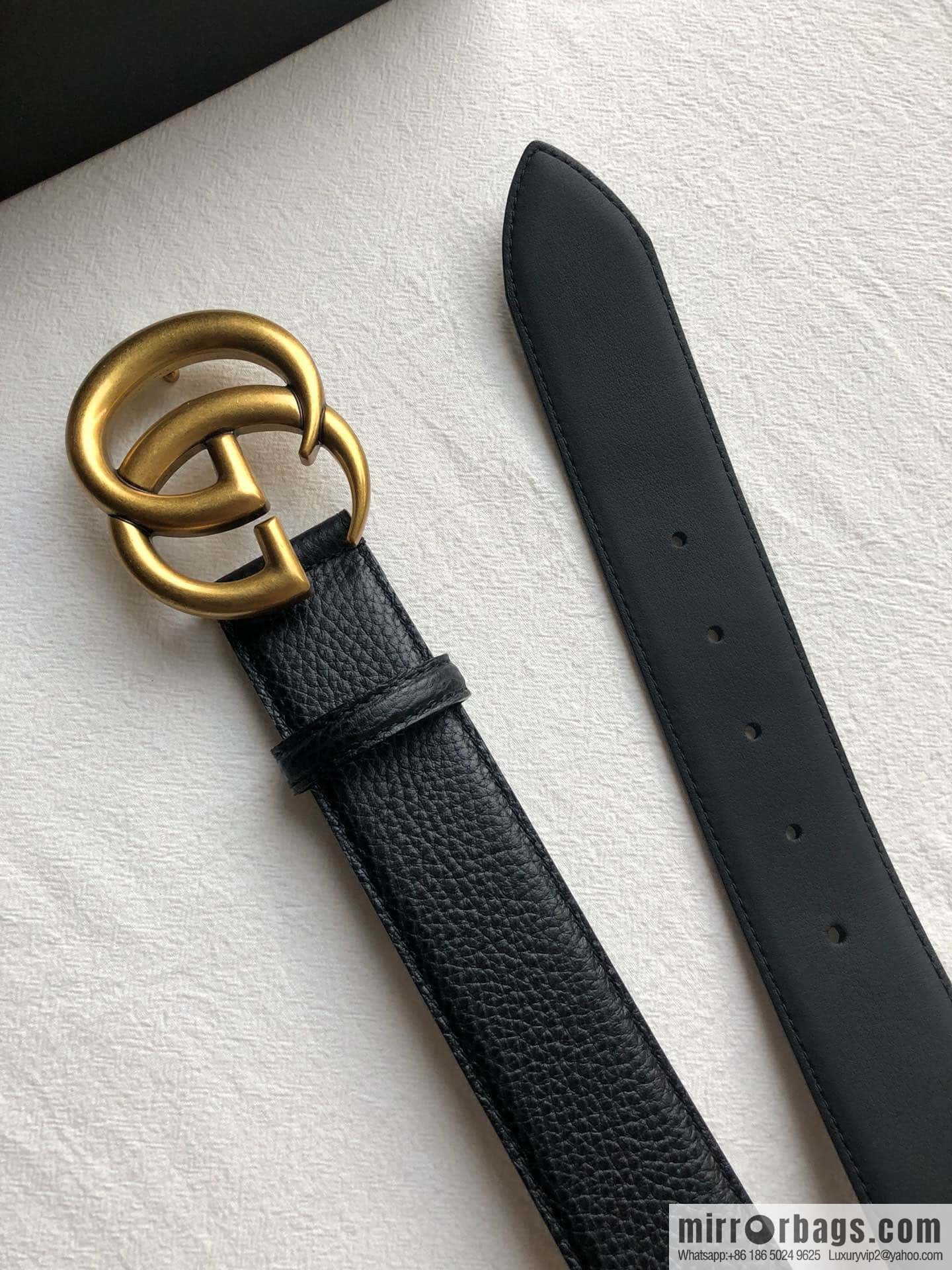 GUCCI logo retro design belt original lychee texture 4.0cm belt