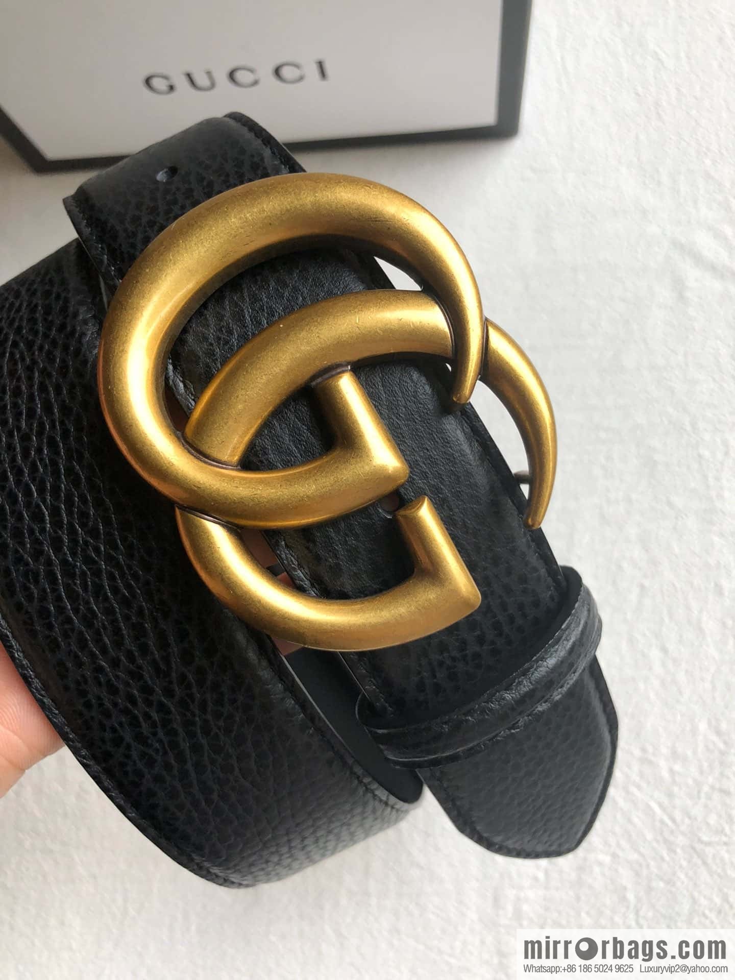 GUCCI logo retro design belt original lychee texture 4.0cm belt