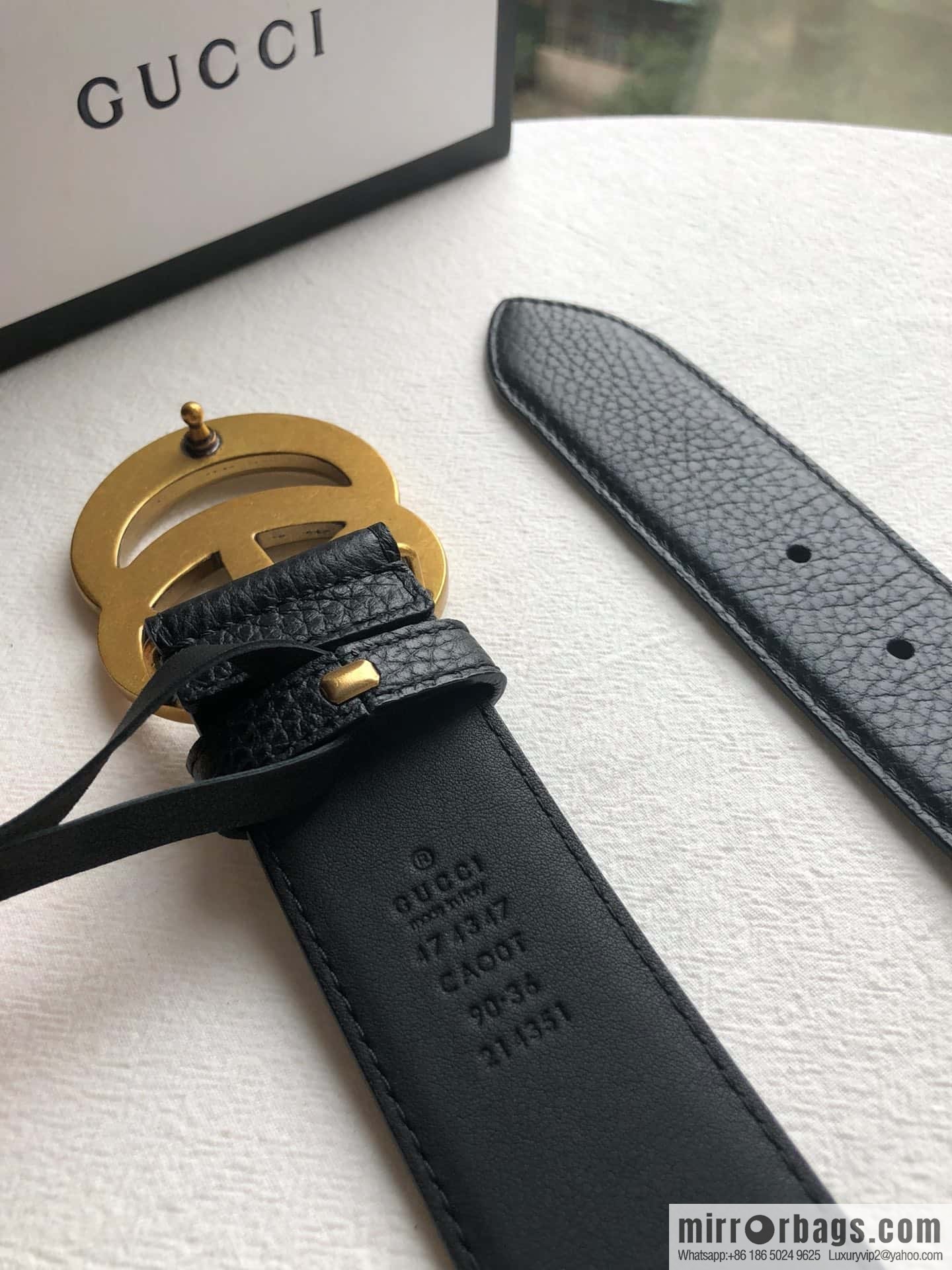 GUCCI logo retro design belt original lychee texture 4.0cm belt