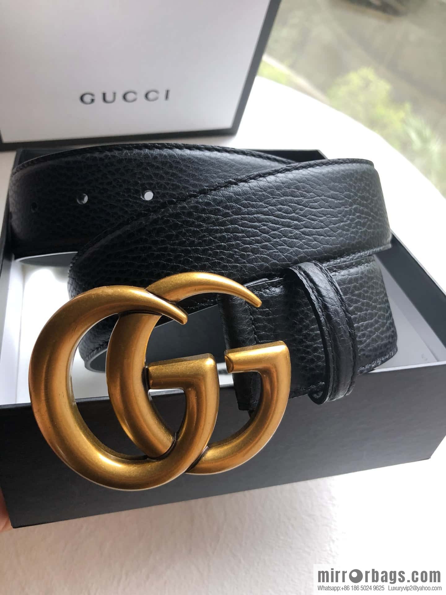 GUCCI logo retro design belt original lychee texture 4.0cm belt
