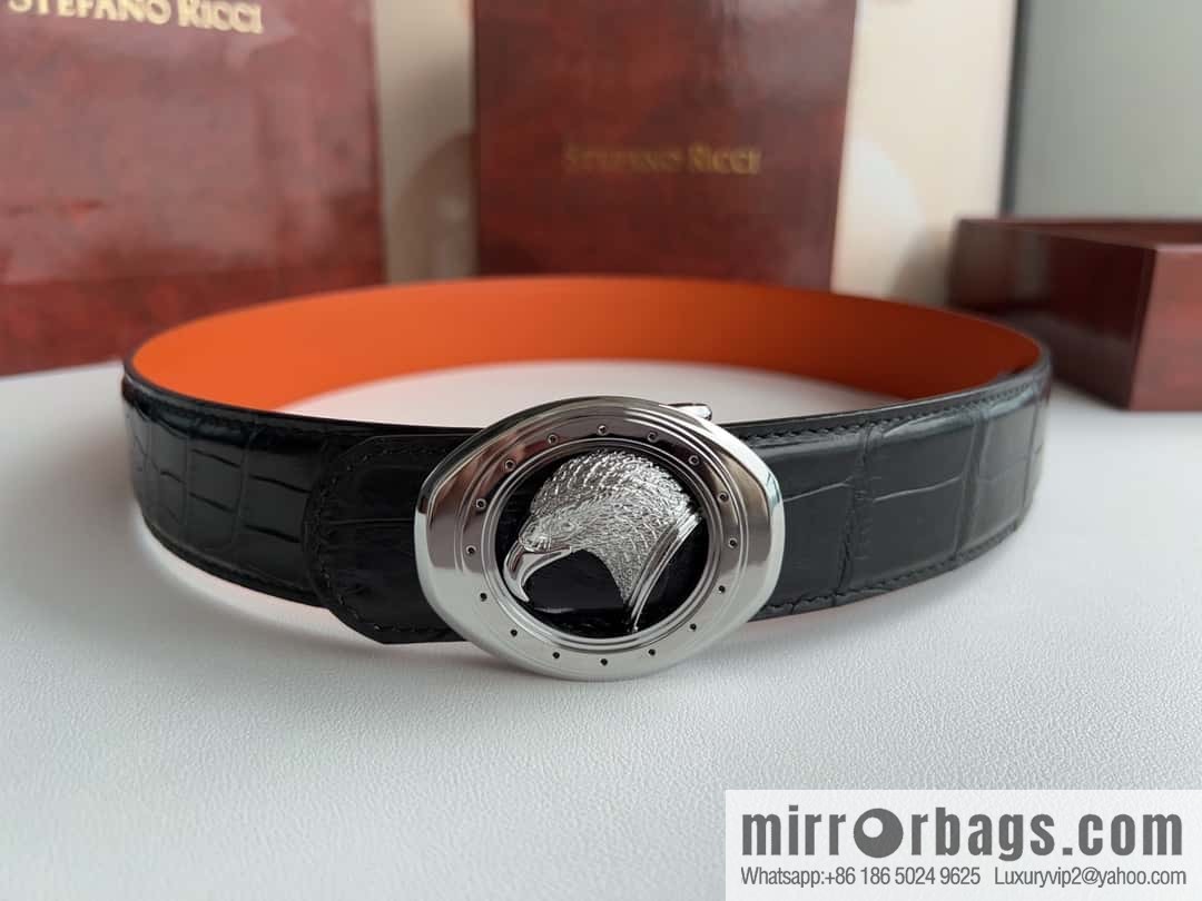 Stefano Ricci Stephen, Stainless Steel Eagle Head, Nile Crocodile No Splicing Belt