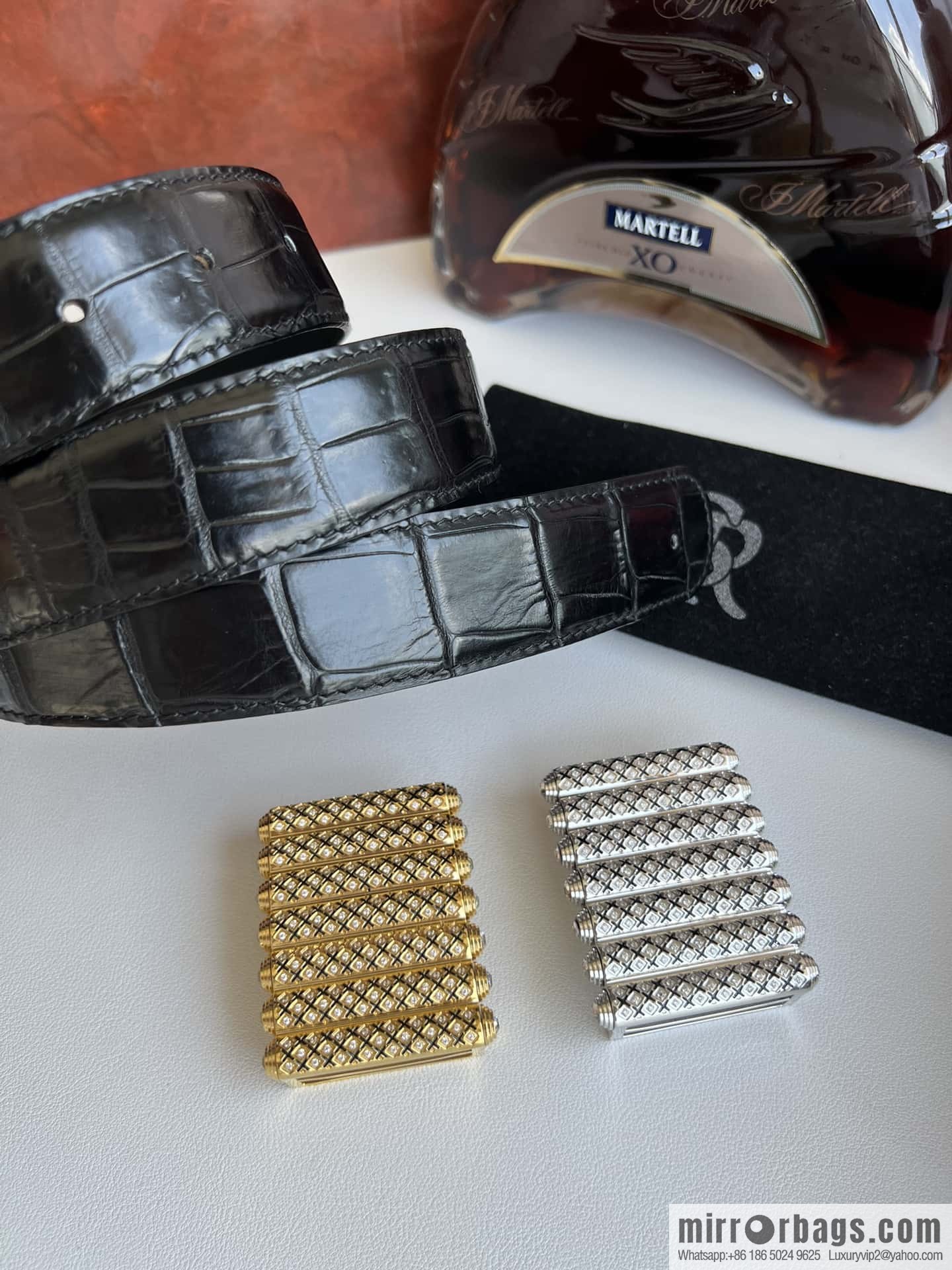 Stefano Ricci Stephen, stainless steel with diamonds, metal buckle inside, alligator belt 3.5cm