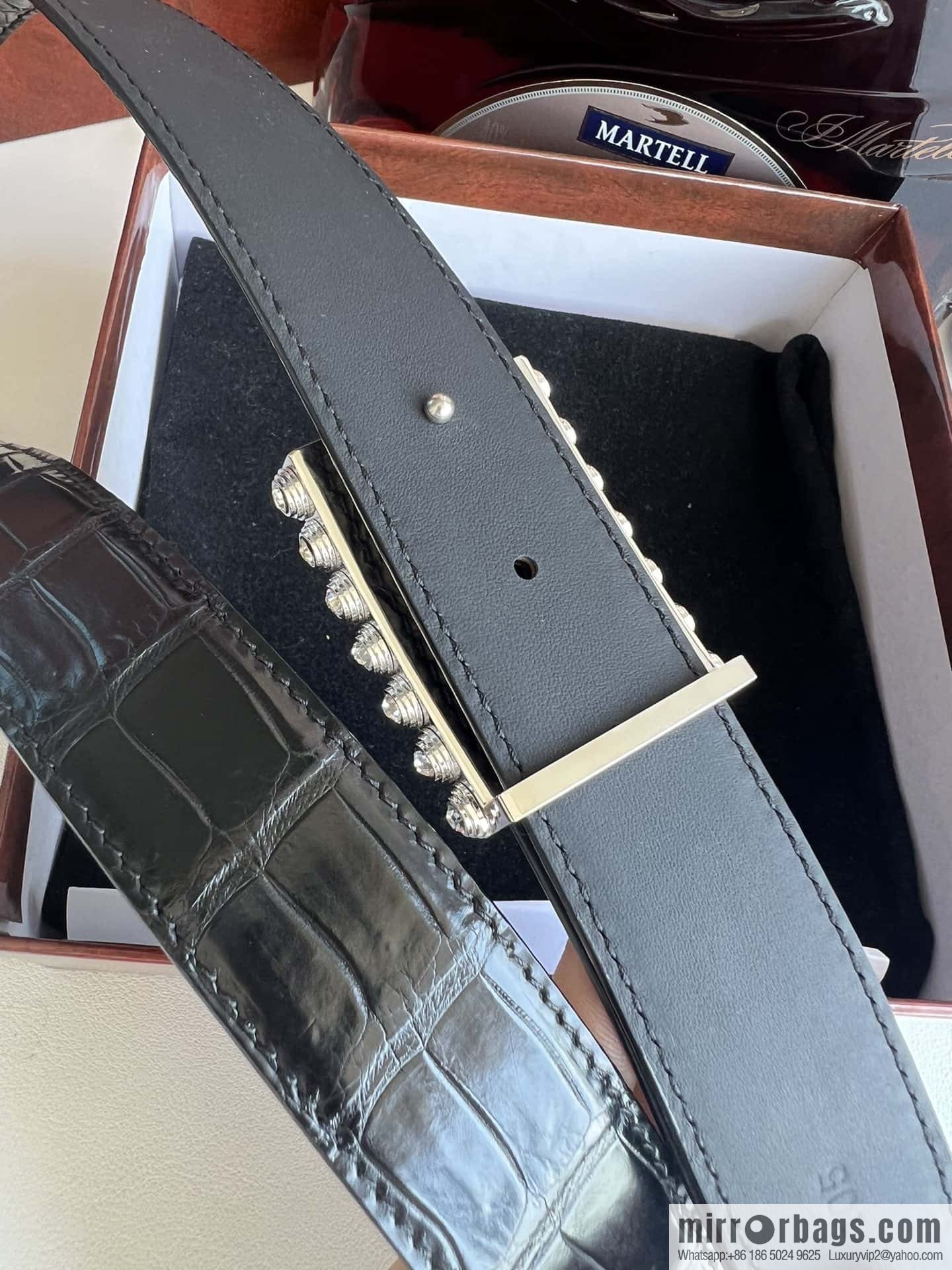 Stefano Ricci Stephen, stainless steel with diamonds, metal buckle inside, alligator belt 3.5cm