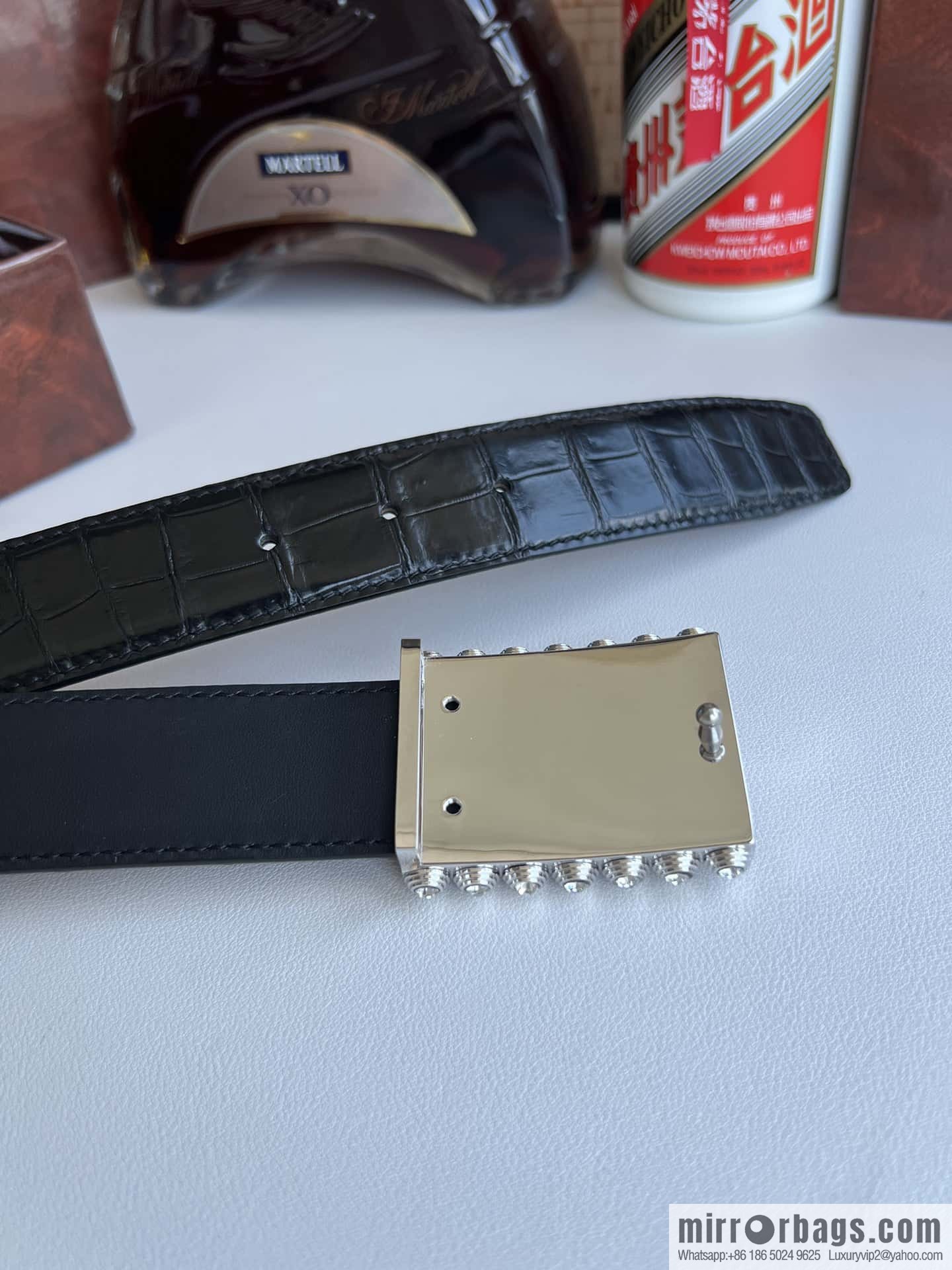 Stefano Ricci Stephen, stainless steel with diamonds, metal buckle inside, alligator belt 3.5cm