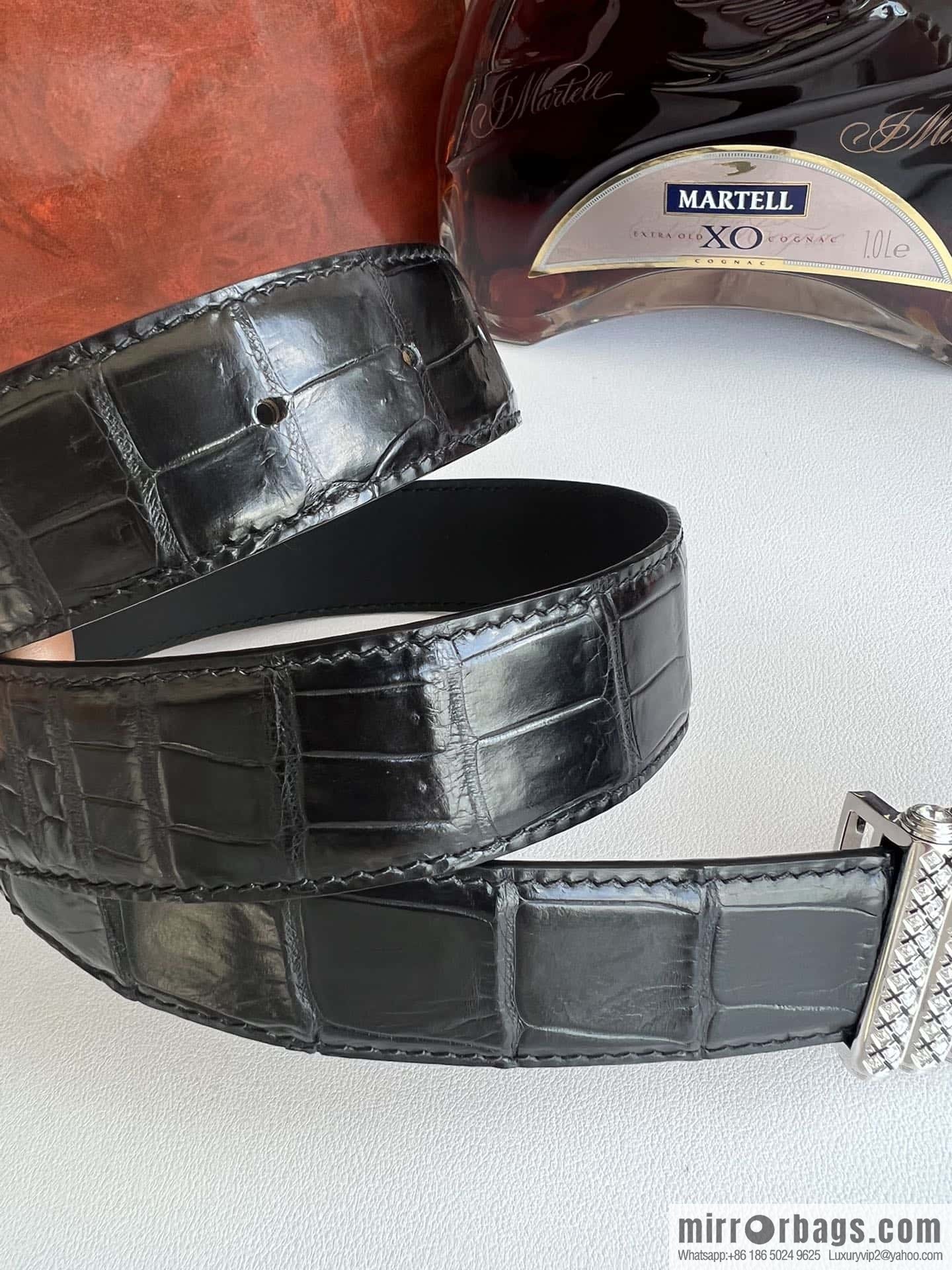 Stefano Ricci Stephen, stainless steel with diamonds, metal buckle inside, alligator belt 3.5cm