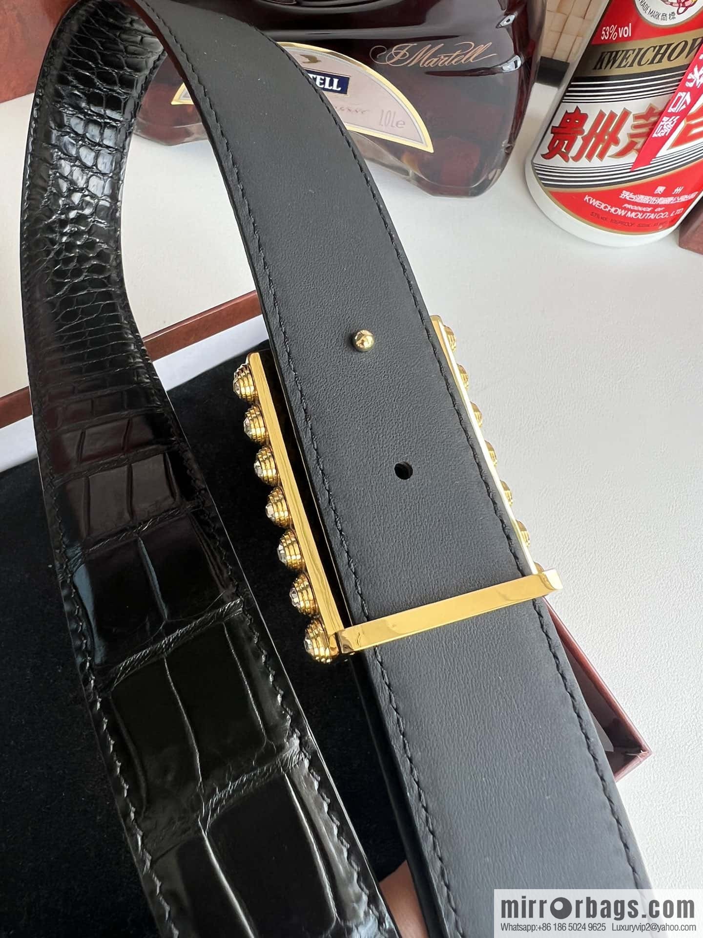 Stefano Ricci Stephen, stainless steel with diamonds, metal buckle inside, alligator belt 3.5cm