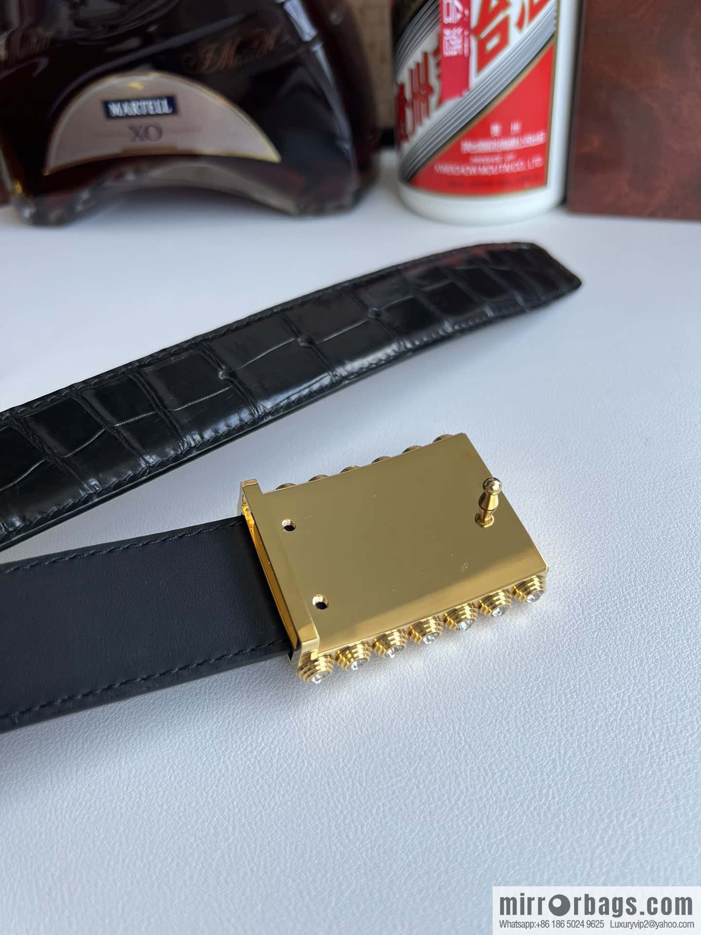 Stefano Ricci Stephen, stainless steel with diamonds, metal buckle inside, alligator belt 3.5cm