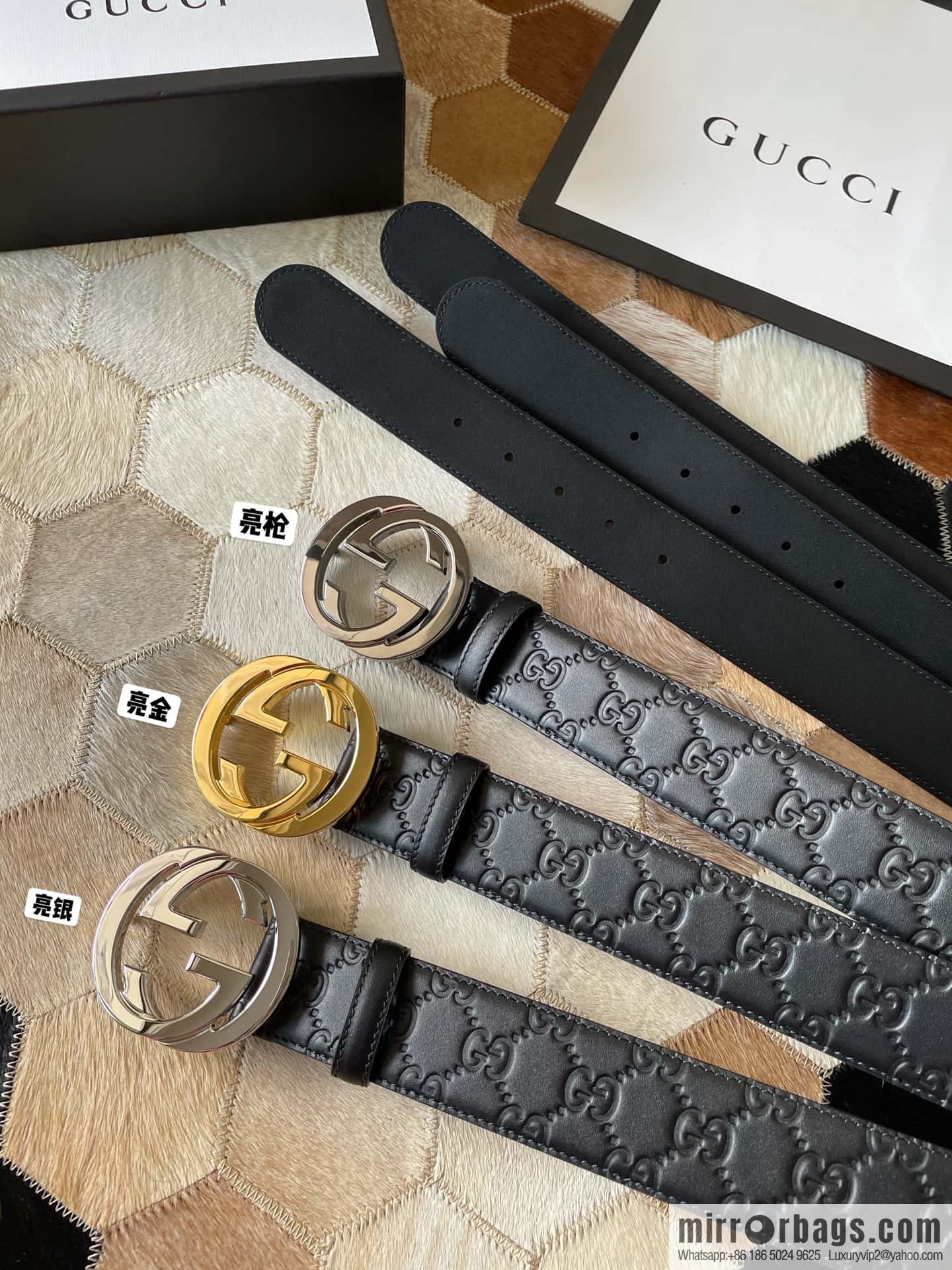 Gucci/Gucci Men's Interlocking Double G Metal Buckle Belt