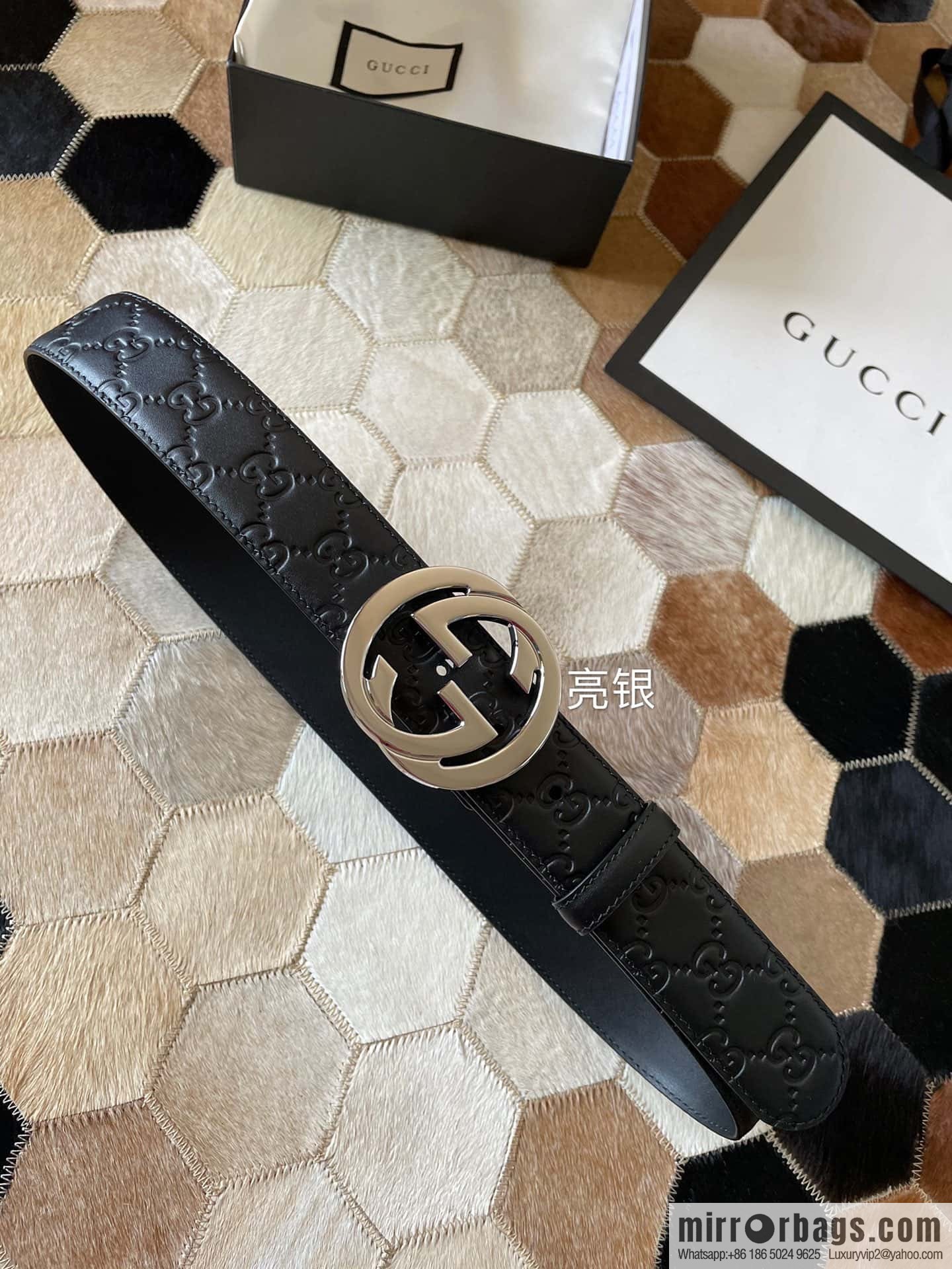 Gucci/Gucci Men's Interlocking Double G Metal Buckle Belt