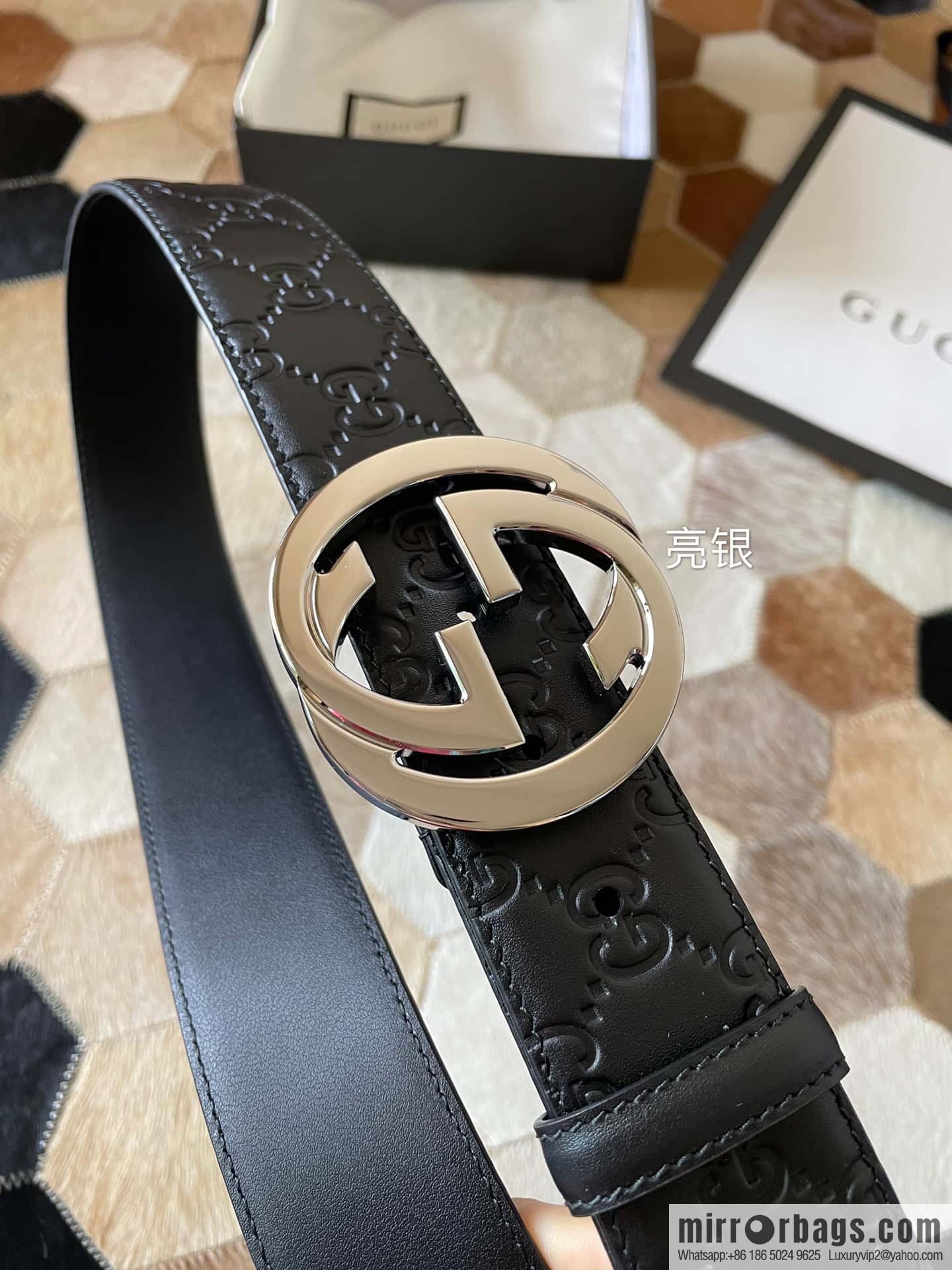 Gucci/Gucci Men's Interlocking Double G Metal Buckle Belt