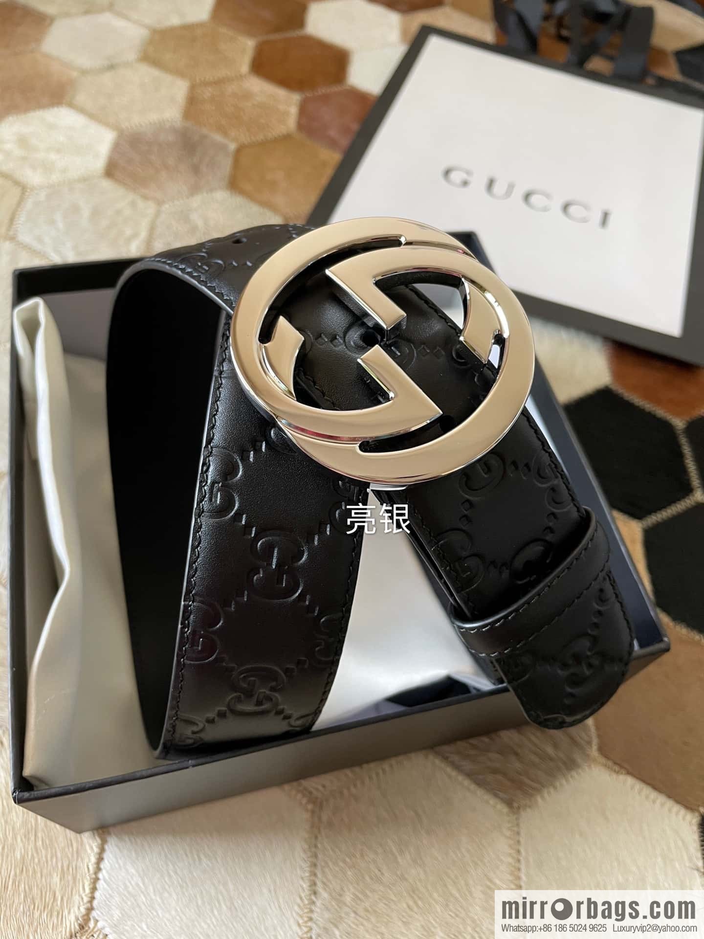 Gucci/Gucci Men's Interlocking Double G Metal Buckle Belt