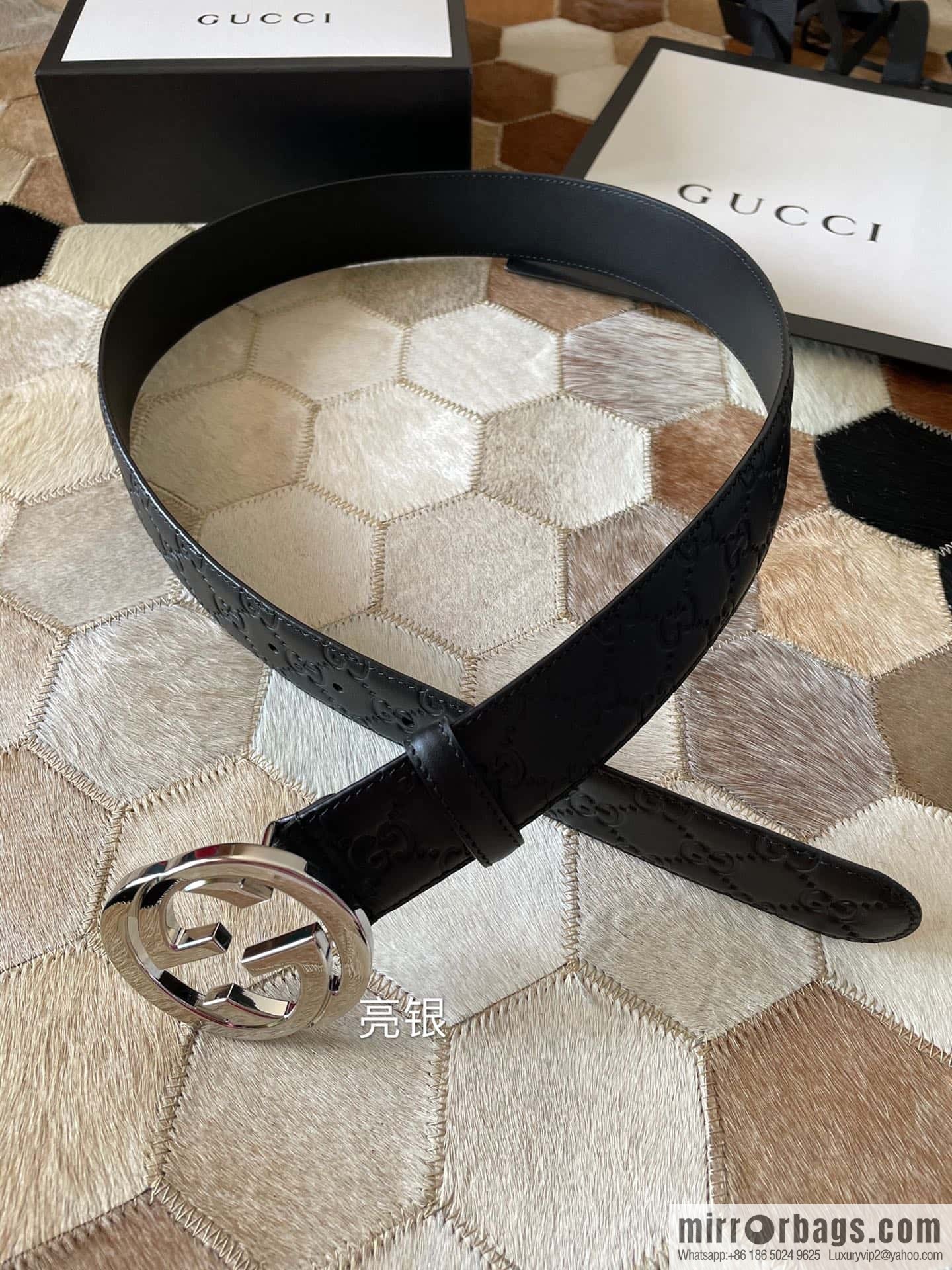 Gucci/Gucci Men's Interlocking Double G Metal Buckle Belt
