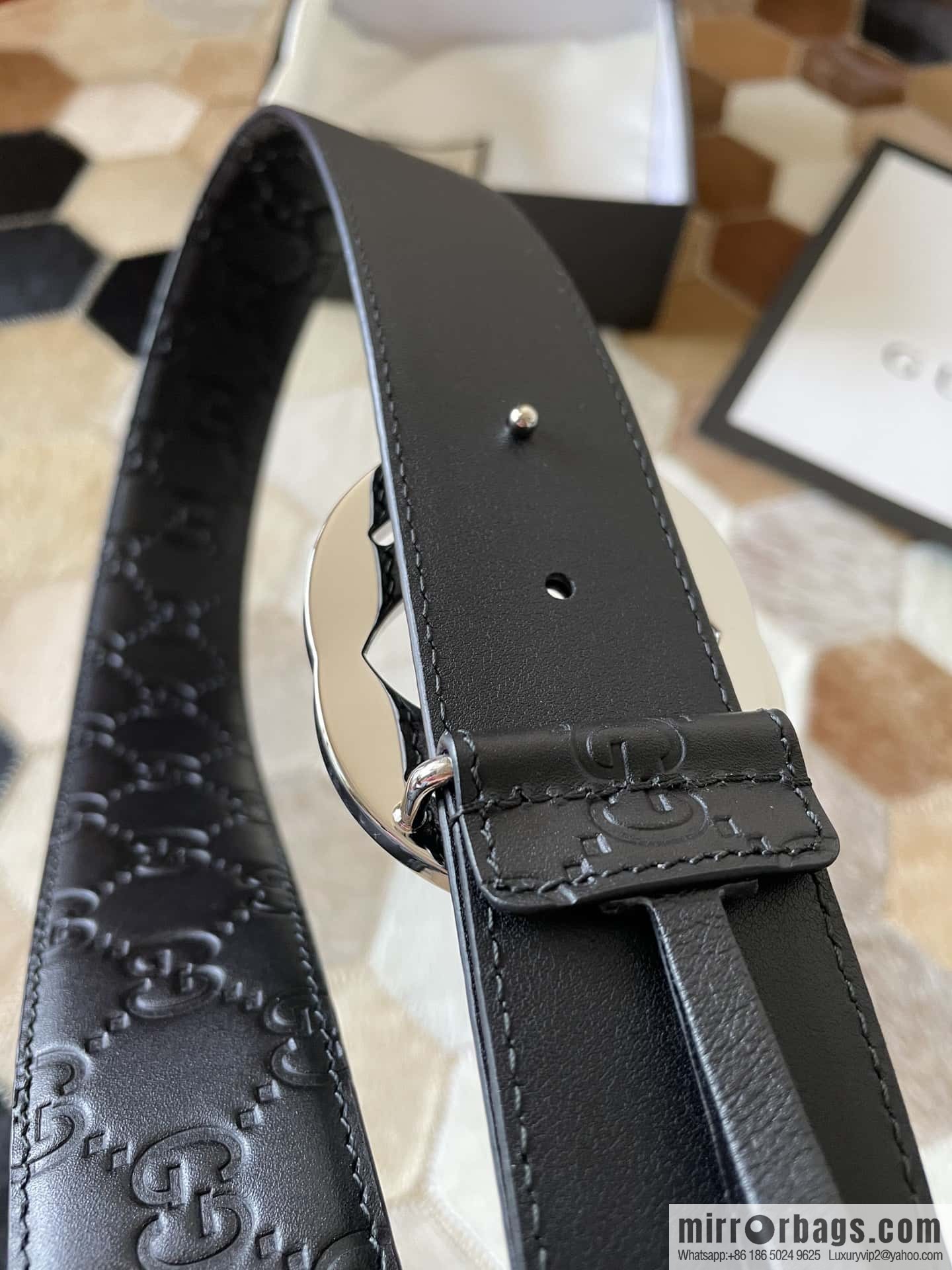 Gucci/Gucci Men's Interlocking Double G Metal Buckle Belt