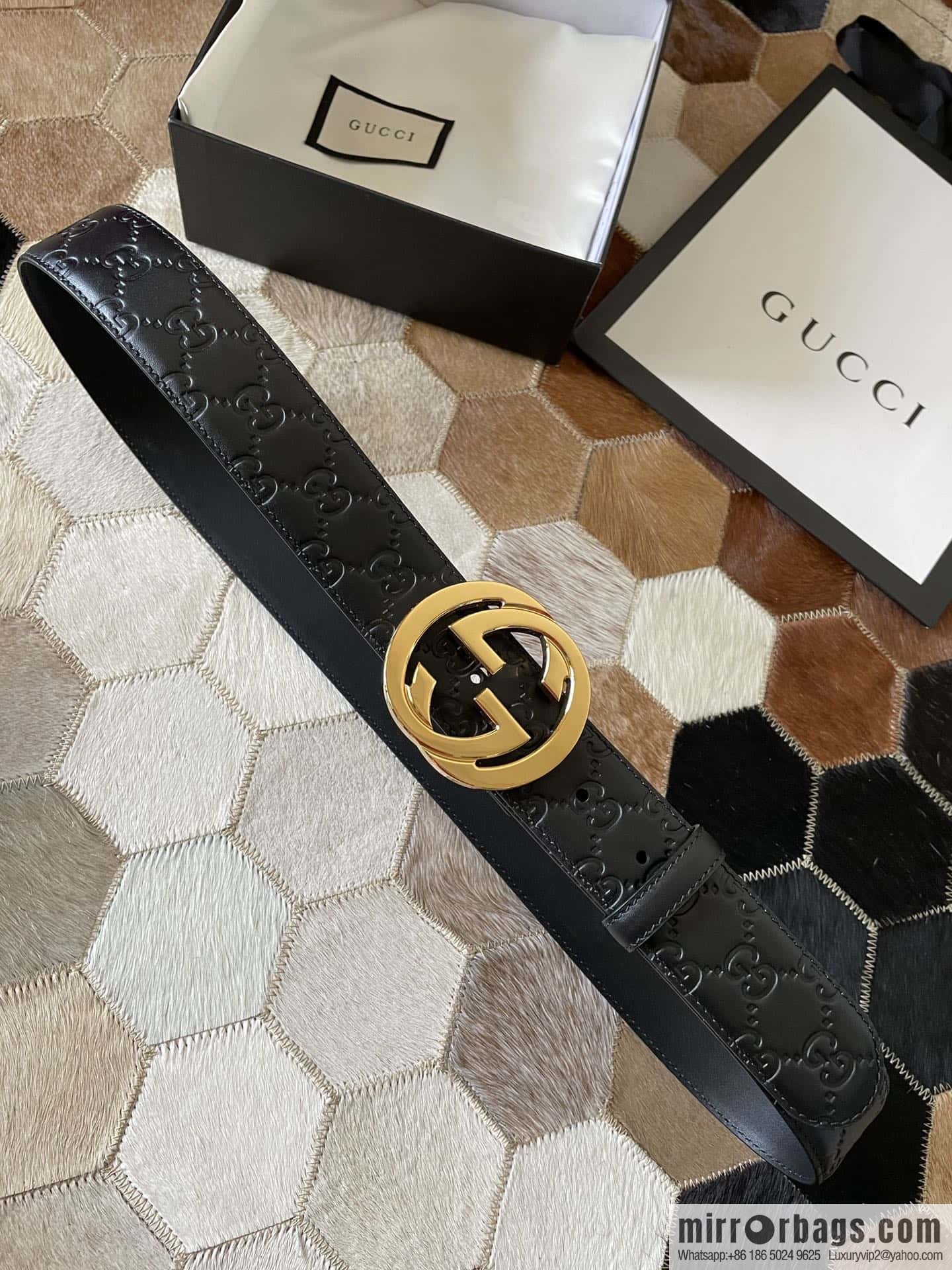 Gucci/Gucci Men's Interlocking Double G Metal Buckle Belt