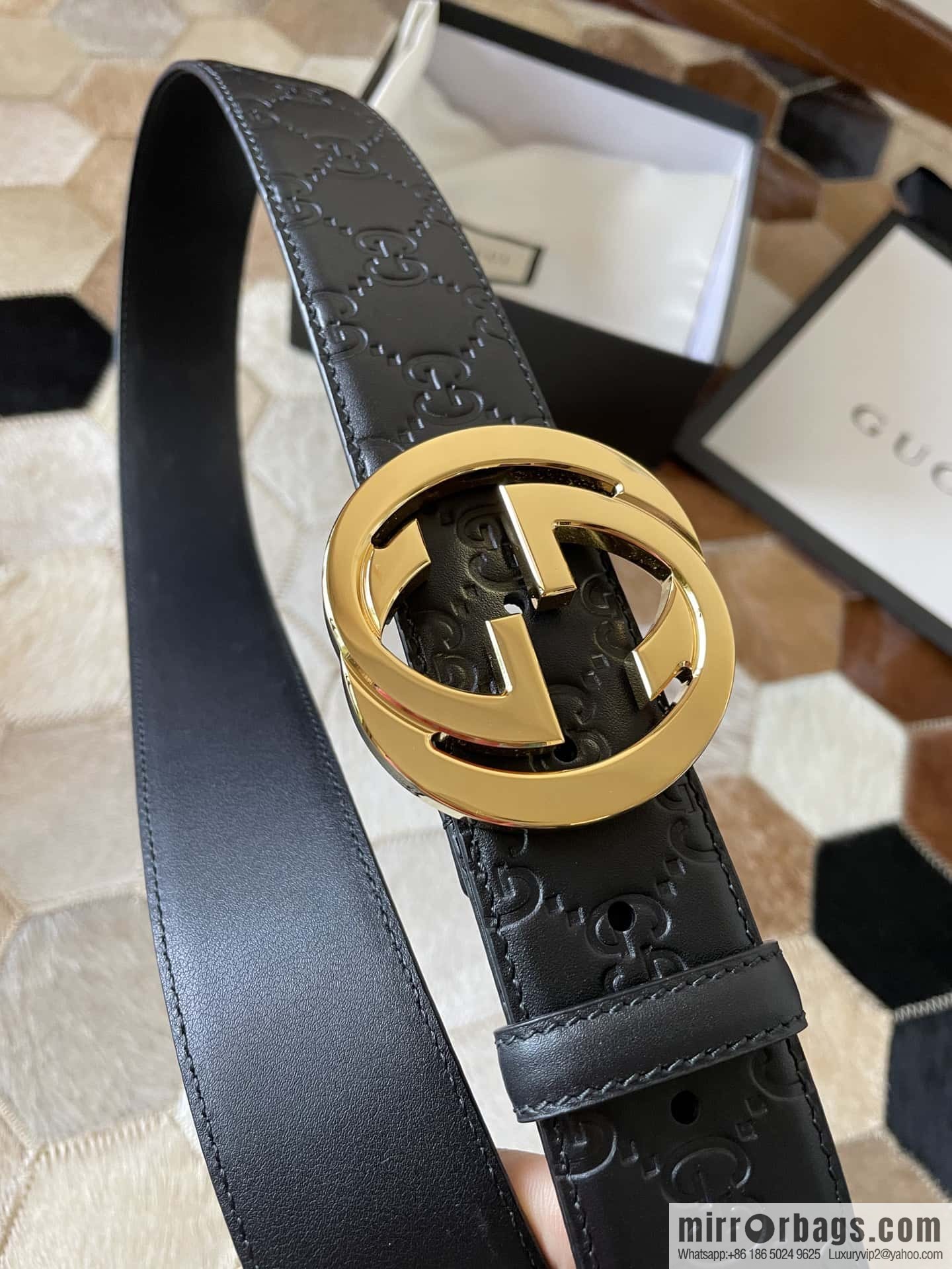 Gucci/Gucci Men's Interlocking Double G Metal Buckle Belt