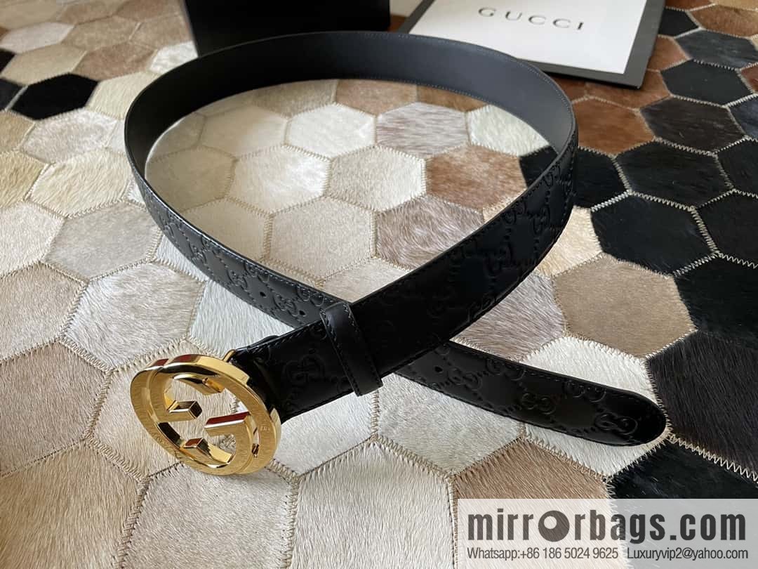 Gucci/Gucci Men's Interlocking Double G Metal Buckle Belt