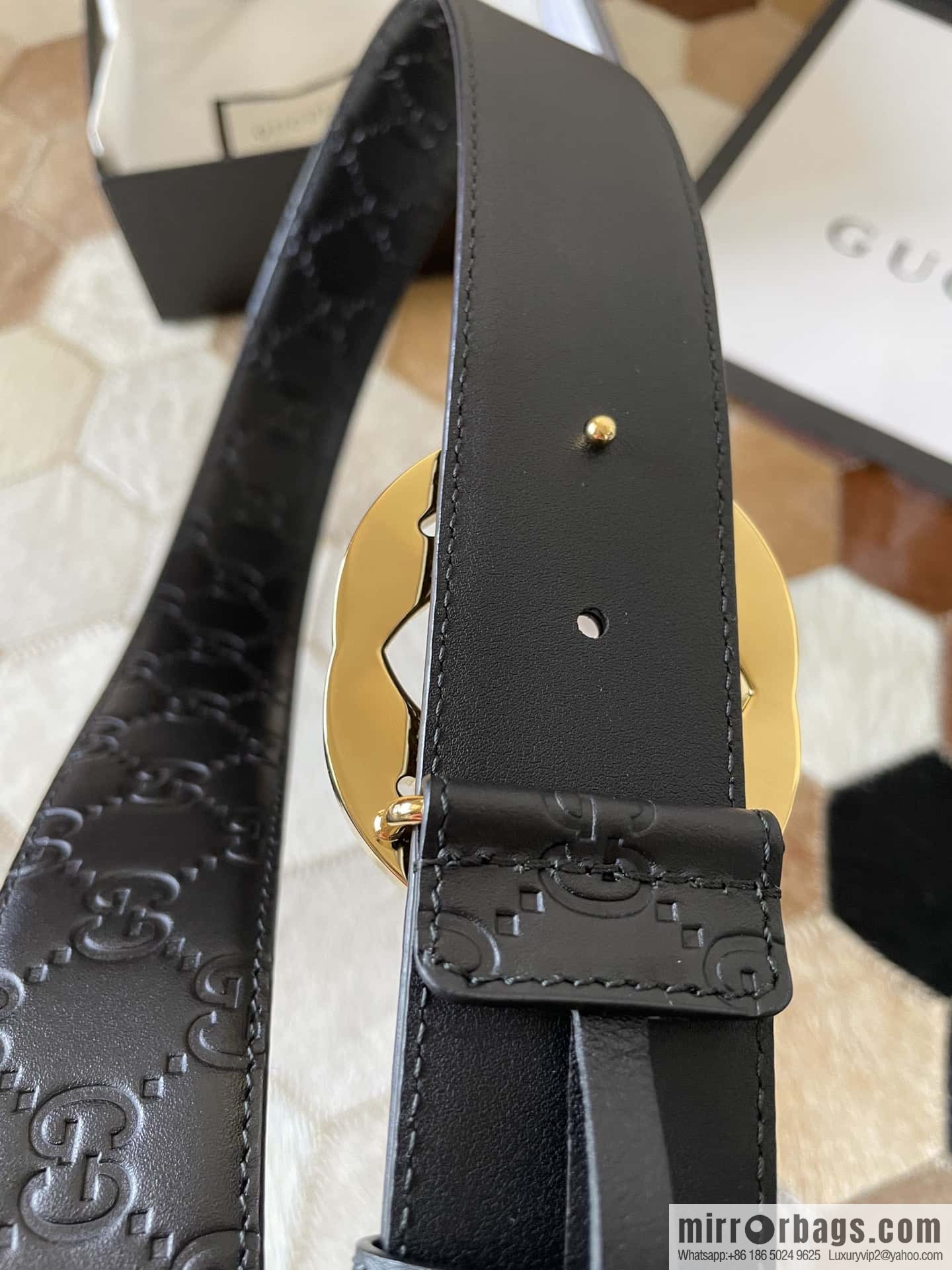 Gucci/Gucci Men's Interlocking Double G Metal Buckle Belt