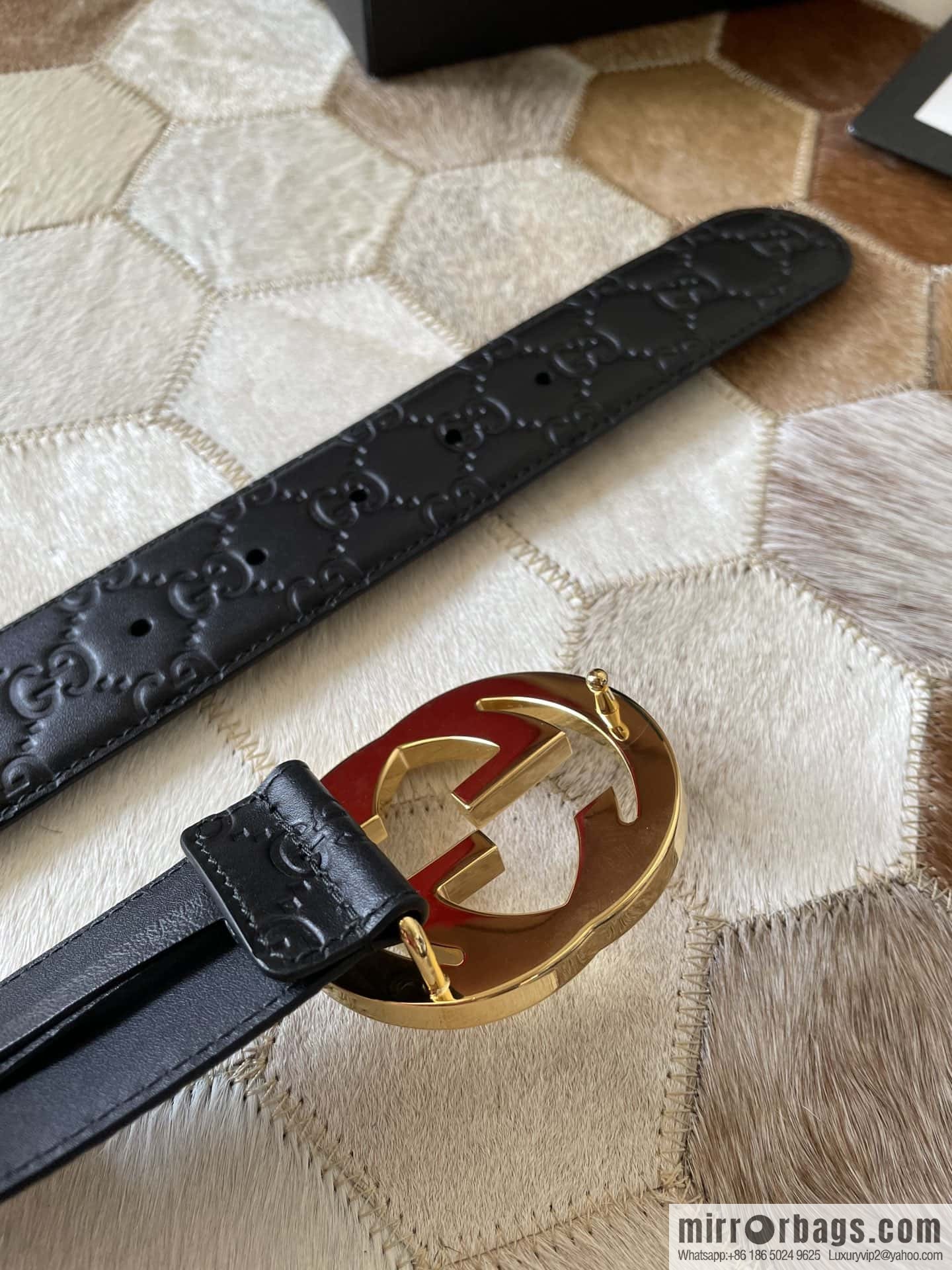 Gucci/Gucci Men's Interlocking Double G Metal Buckle Belt