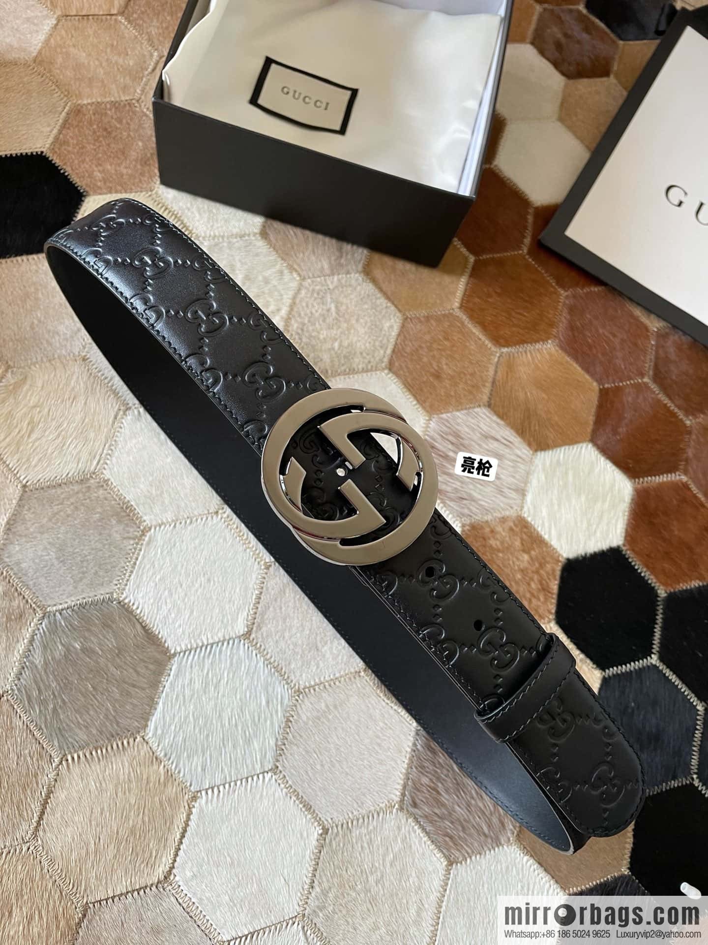 Gucci/Gucci Men's Interlocking Double G Metal Buckle Belt