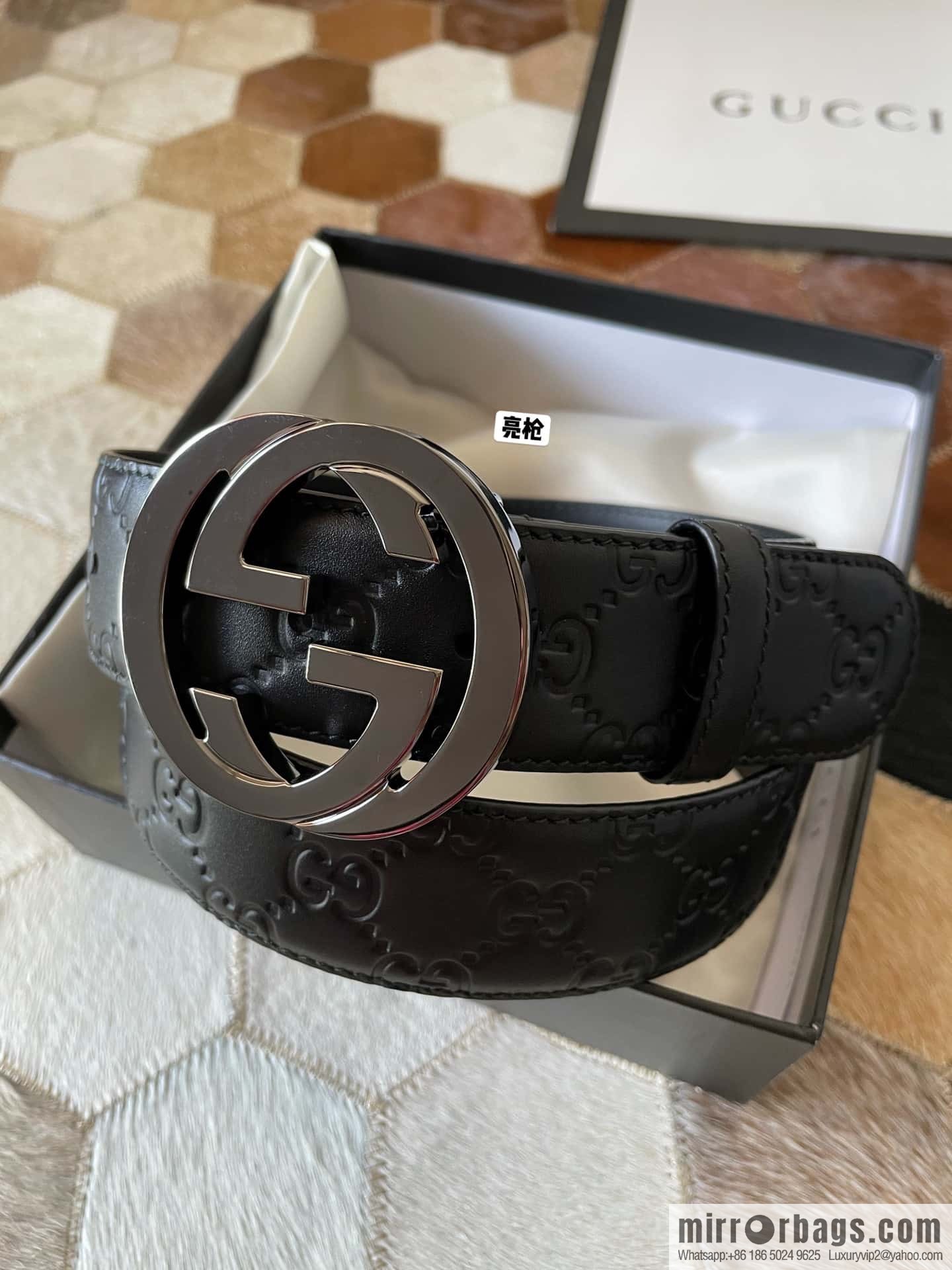 Gucci/Gucci Men's Interlocking Double G Metal Buckle Belt