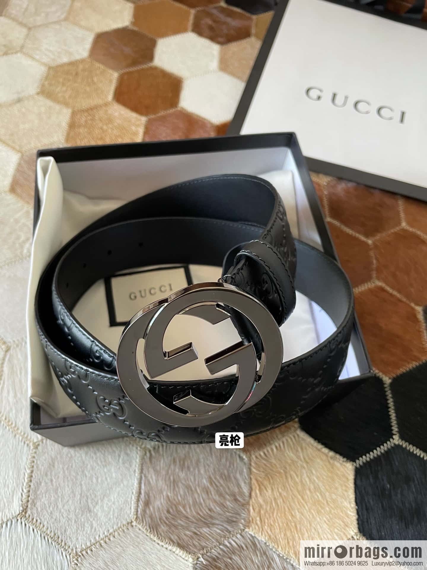 Gucci/Gucci Men's Interlocking Double G Metal Buckle Belt
