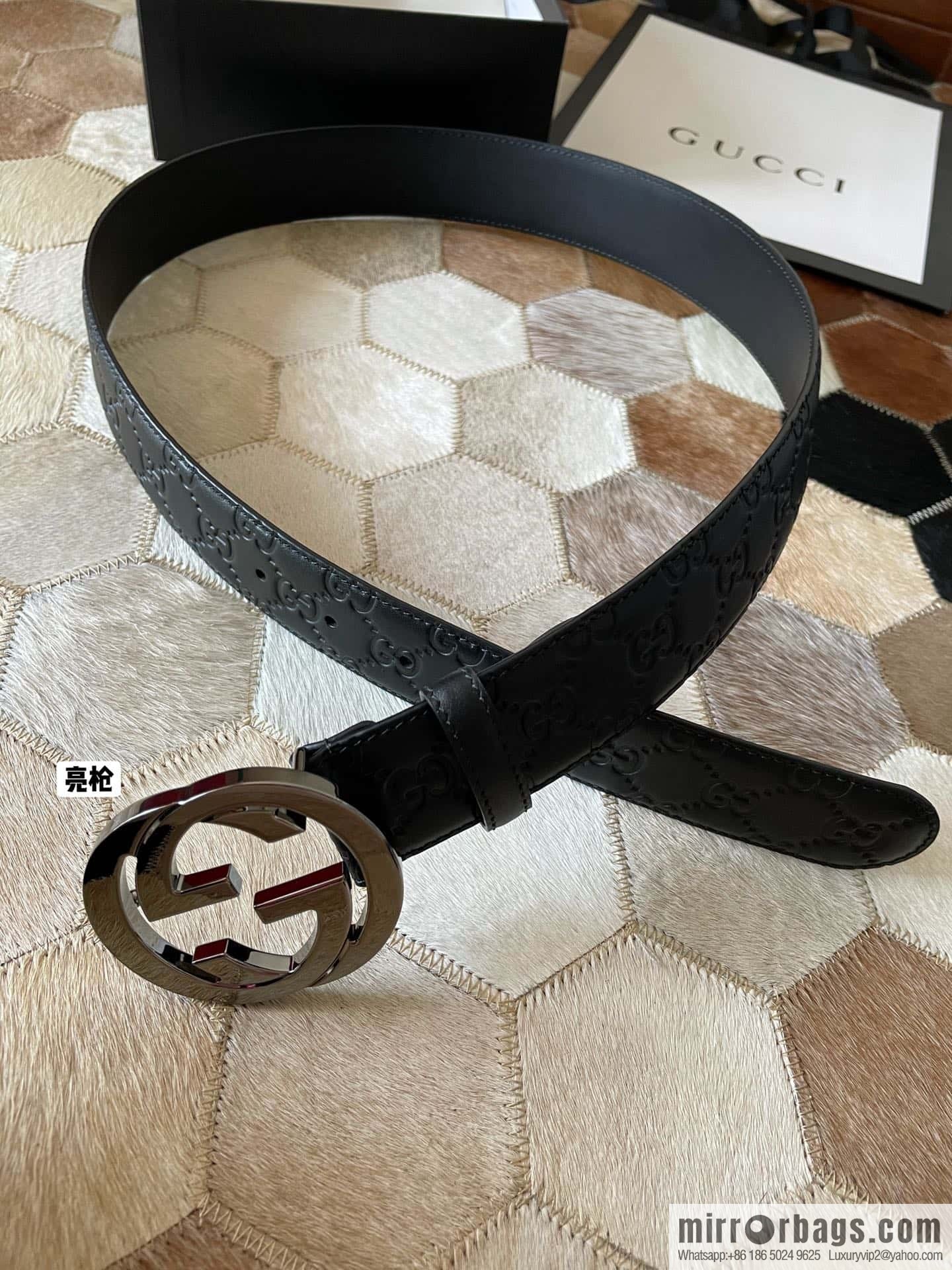 Gucci/Gucci Men's Interlocking Double G Metal Buckle Belt