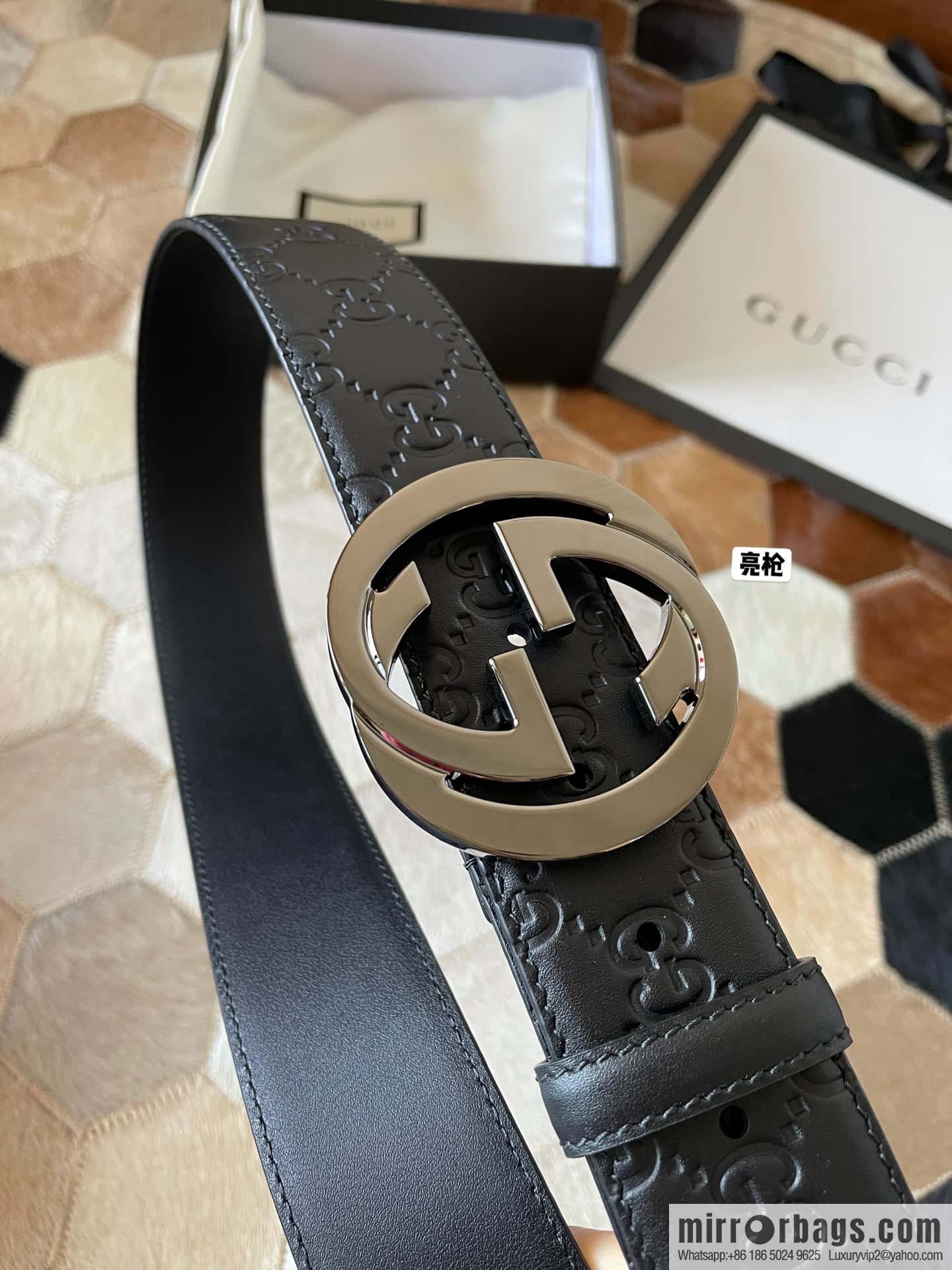 Gucci/Gucci Men's Interlocking Double G Metal Buckle Belt